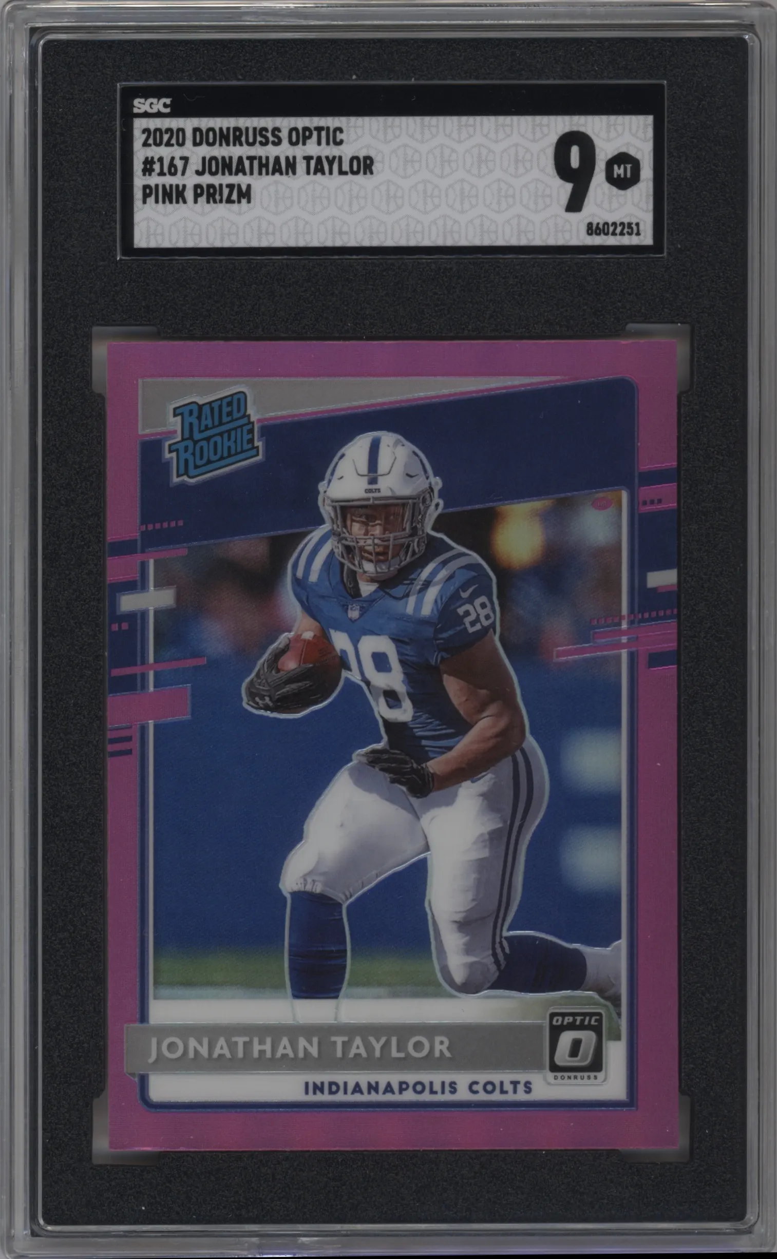 2020 Panini Donruss Optic Rated Rookie Jonathan Taylor Pink #167 SGC 9
