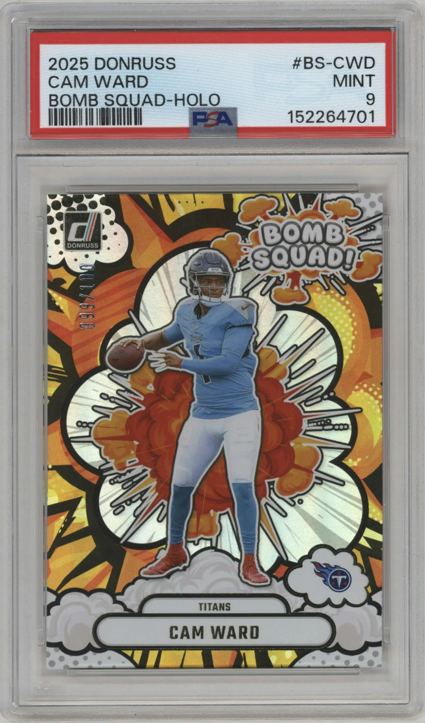 2025 Panini Donruss Bomb Squad Cam Ward Holo #BS-CWD PSA 9