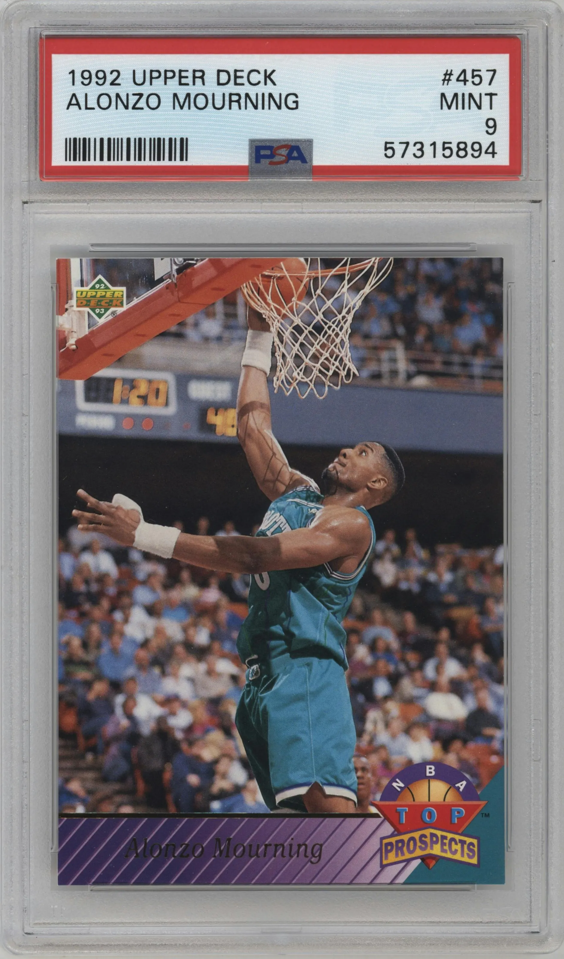 1992 Upper Deck Alonzo Mourning #457 PSA 9