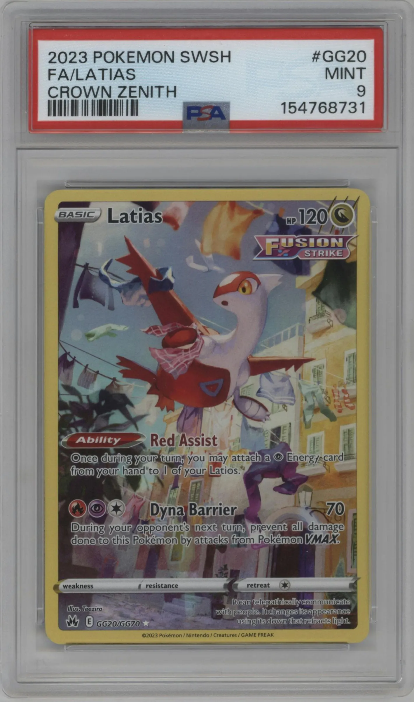 2023 Pokemon SWSH Crown Zenith GG Latias #GG20 PSA 9