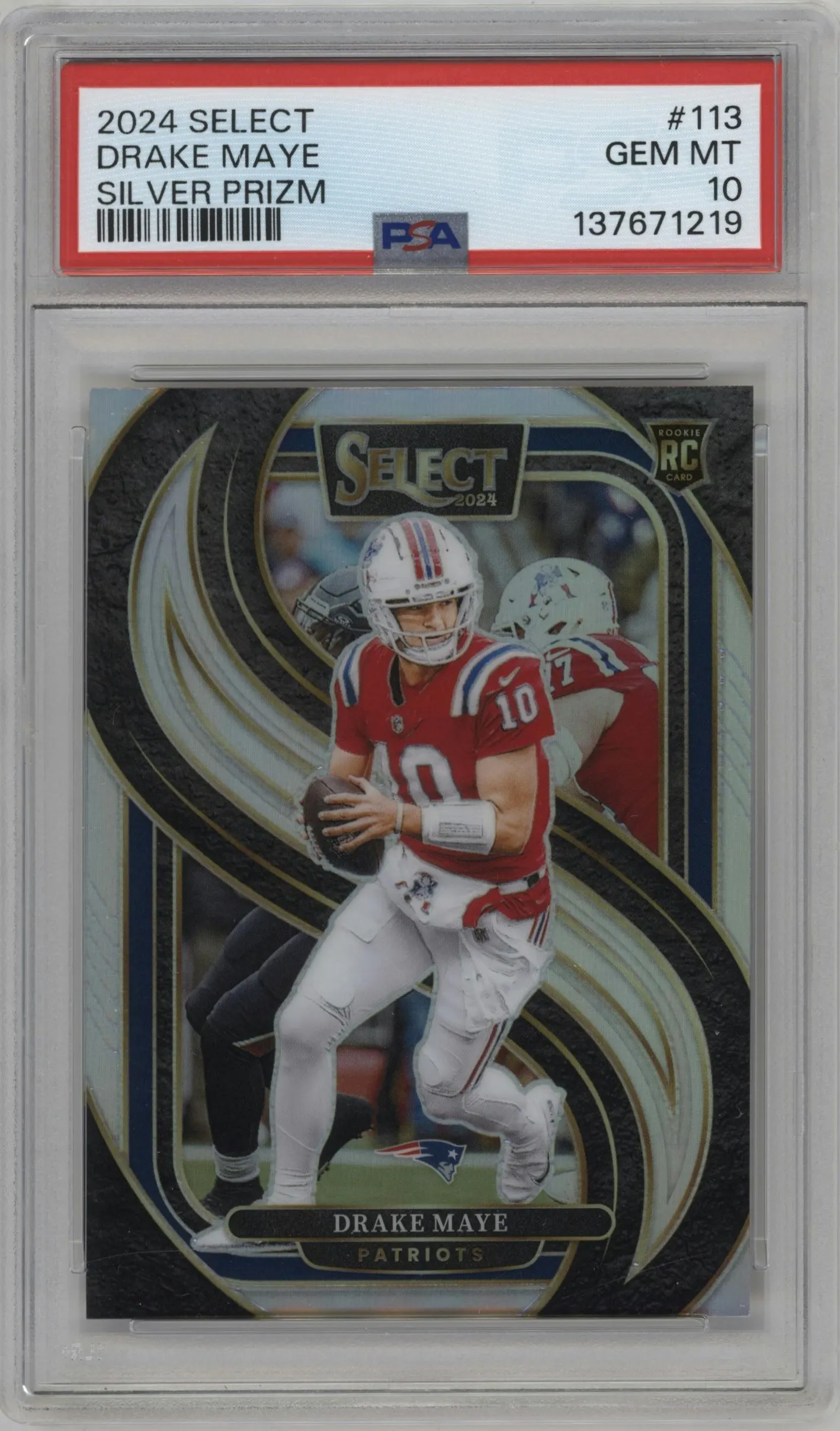 2024 Panini Select Pre.Lvl. Drake Maye Silver Prizm #113 PSA 10