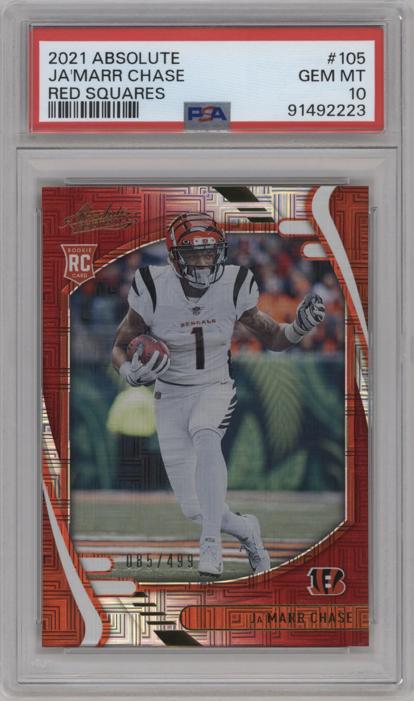 2021 Panini Absolute Ja'Marr Chase Red Squares #105 PSA 10