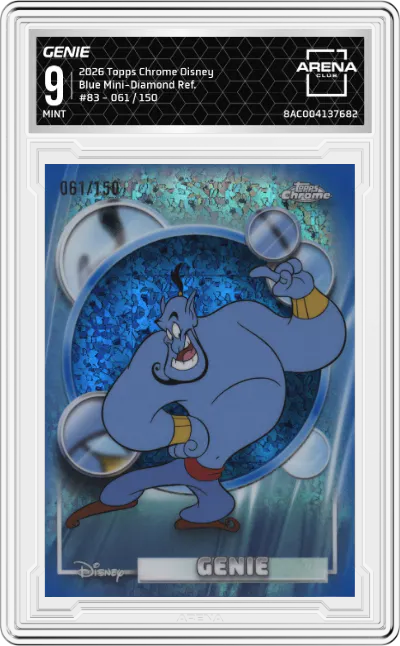 2026 Topps Chrome Disney Genie Blue Mini-Diamond Refractor #83 ARENA CLUB 9