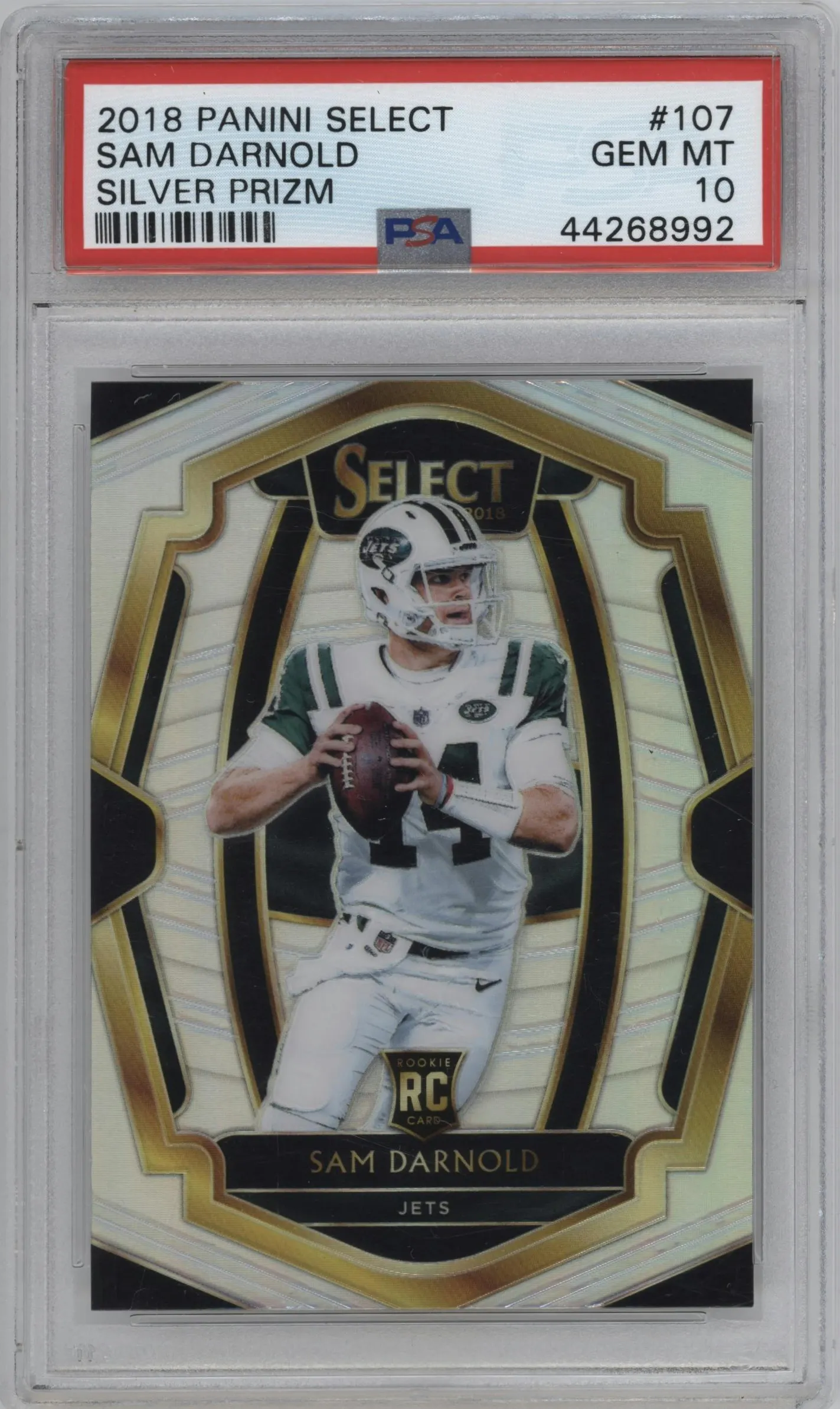 2018 Panini Select Pre.Lvl. Sam Darnold Silver Prizm #107 PSA 10