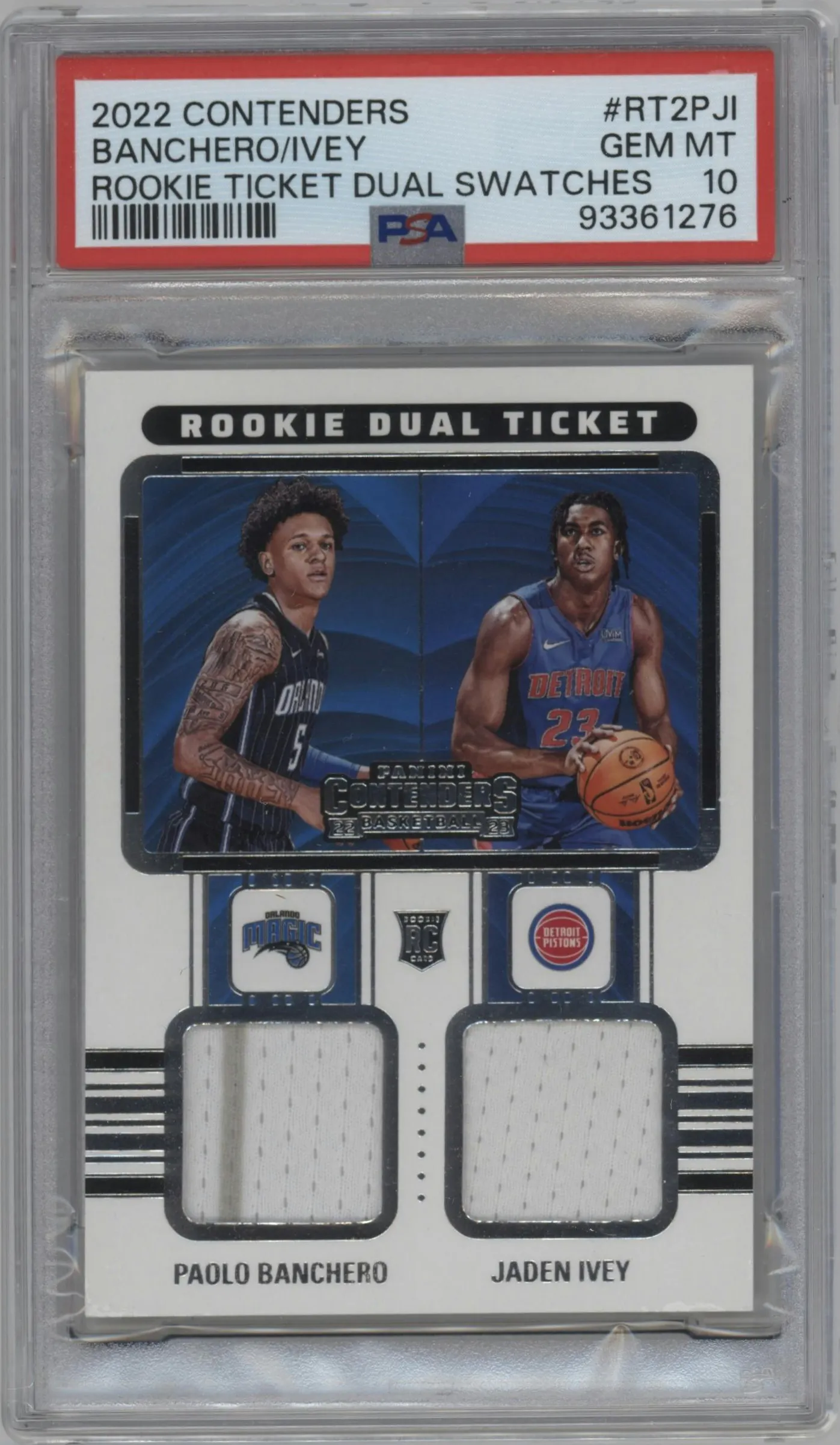 2022 Panini Contenders Rke.Tkt.Dual Swch. Paolo Banchero/Jaden Ivey #RT2-PJI PSA 10