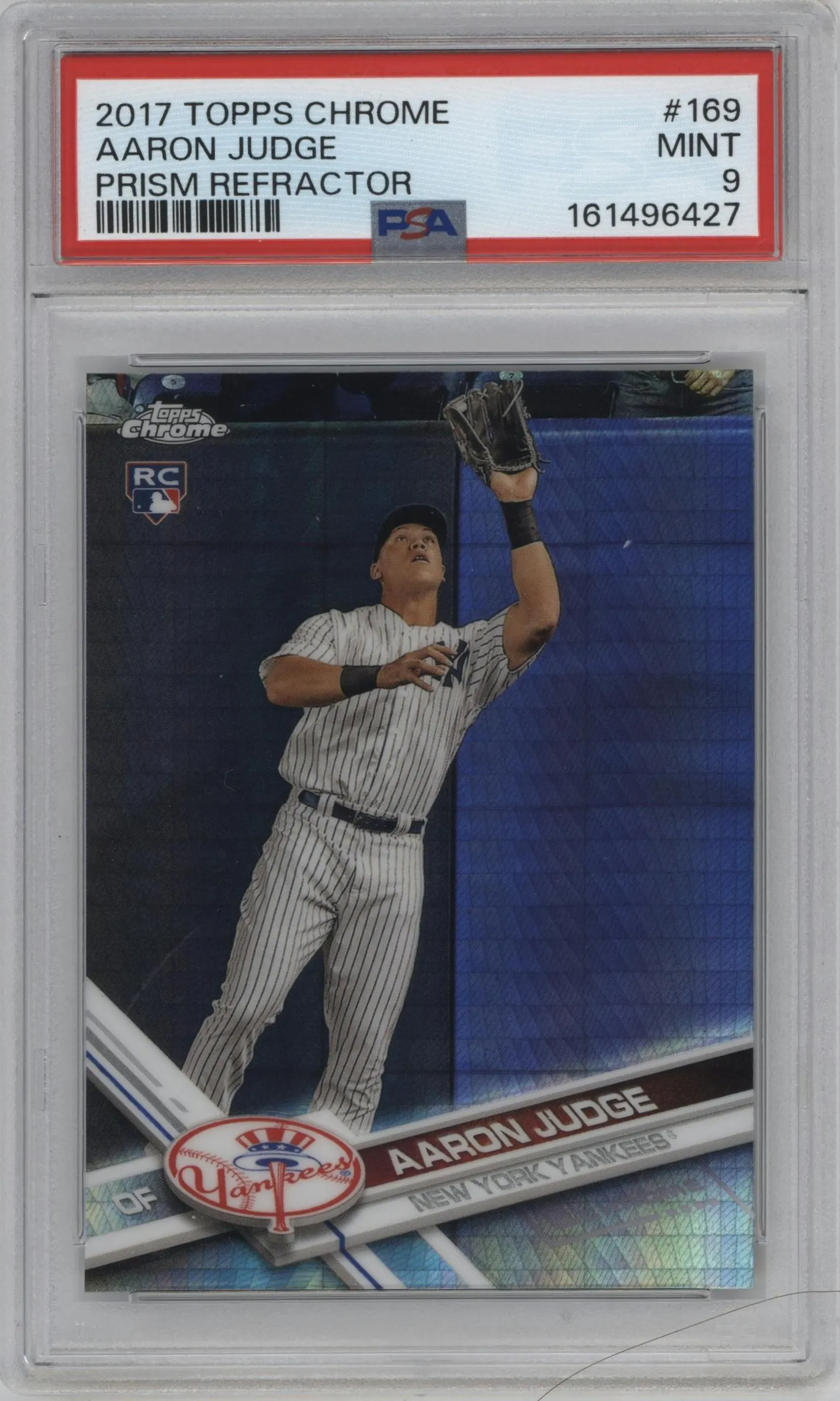 2017 Topps Chrome Aaron Judge Prism Refractor #169 PSA 9