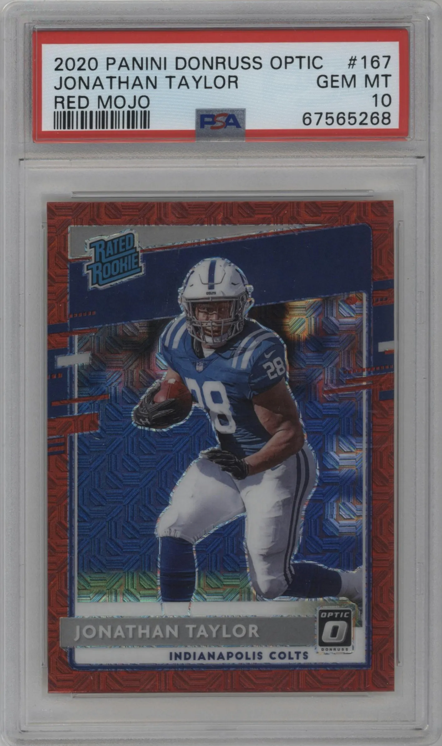 2020 Panini Donruss Optic Rated Rookie Jonathan Taylor Red Mojo #167 PSA 10