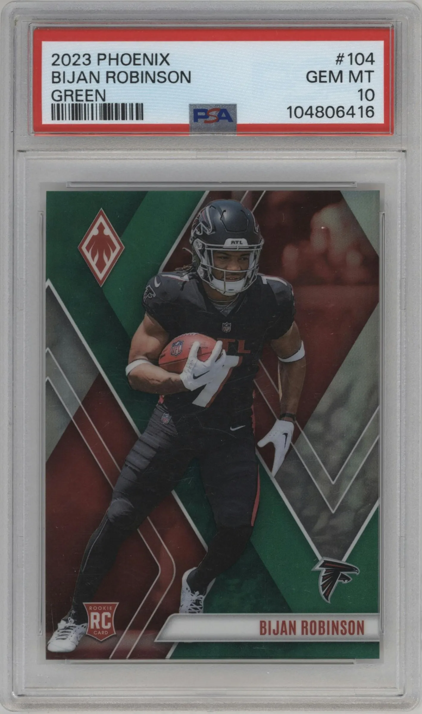 2023 Panini Phoenix Bijan Robinson Green #104 PSA 10