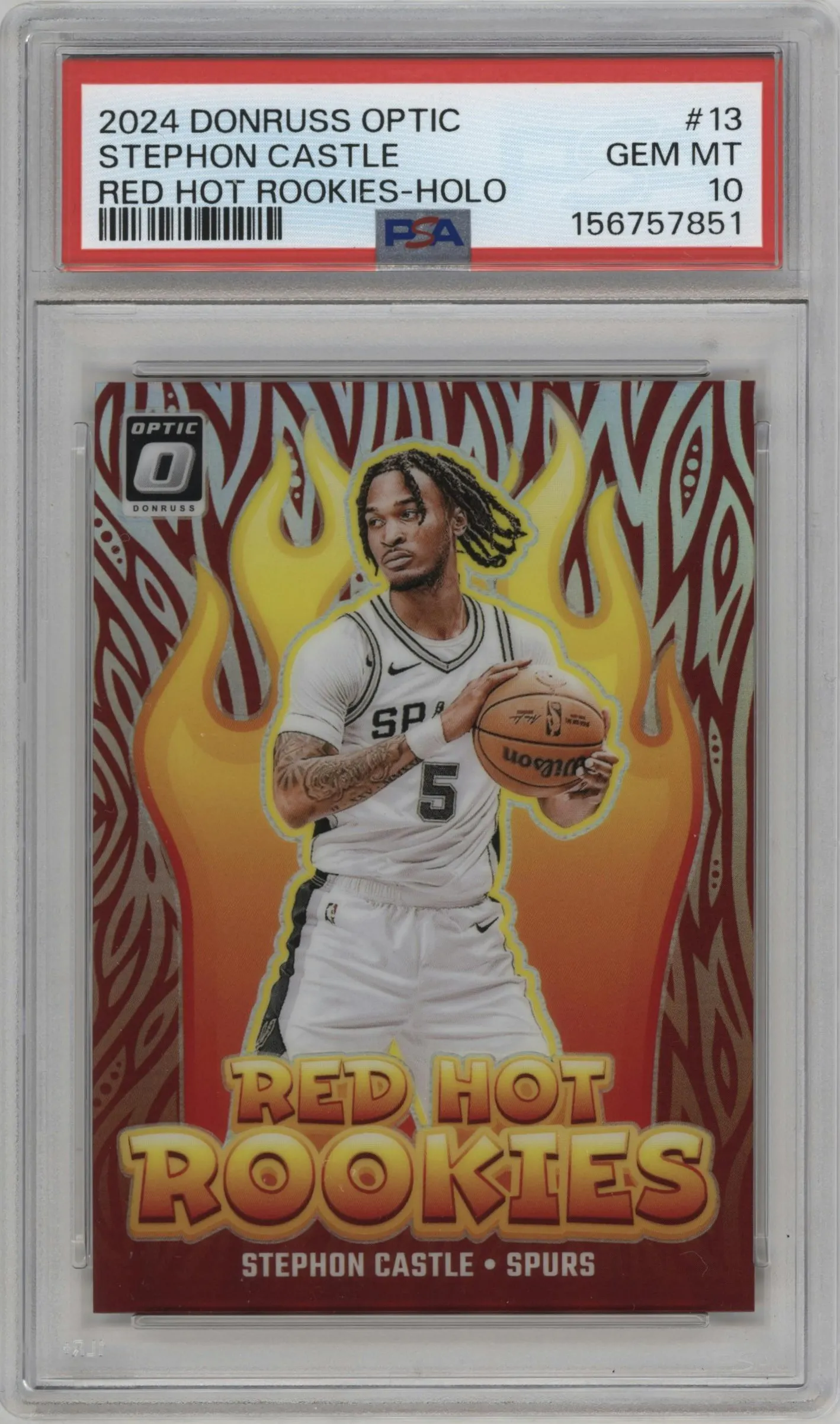 2024 Donruss Optic Red Hot Rookies Stephon Castle Holo #13 PSA 10