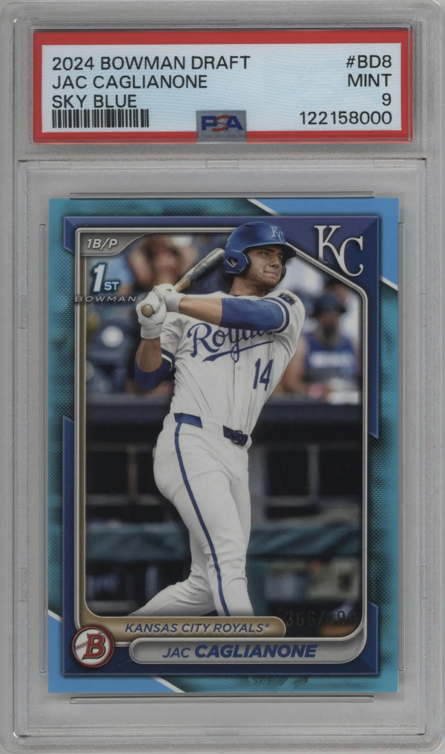 2024 Bowman Draft Jac Caglianone Sky Blue #BD-8 PSA 9
