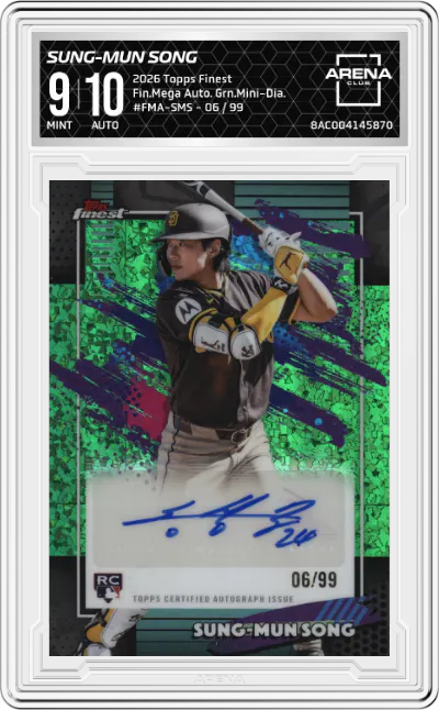 2026 Topps Finest Fin.Mega Auto. Sung-Mun Song Green Mini Diamond #FMA-SMS ARENA CLUB 9