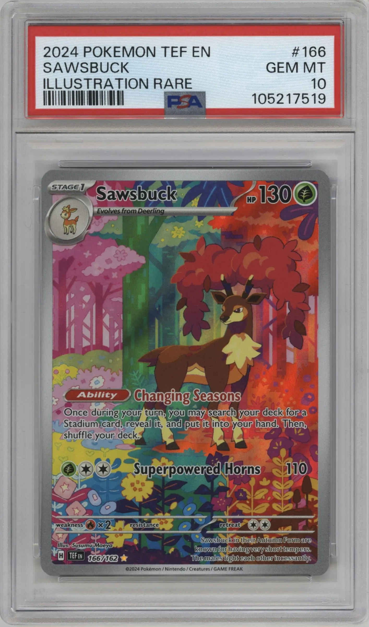2024 Pokemon SV Temporal Forces Sawsbuck #166 PSA 10