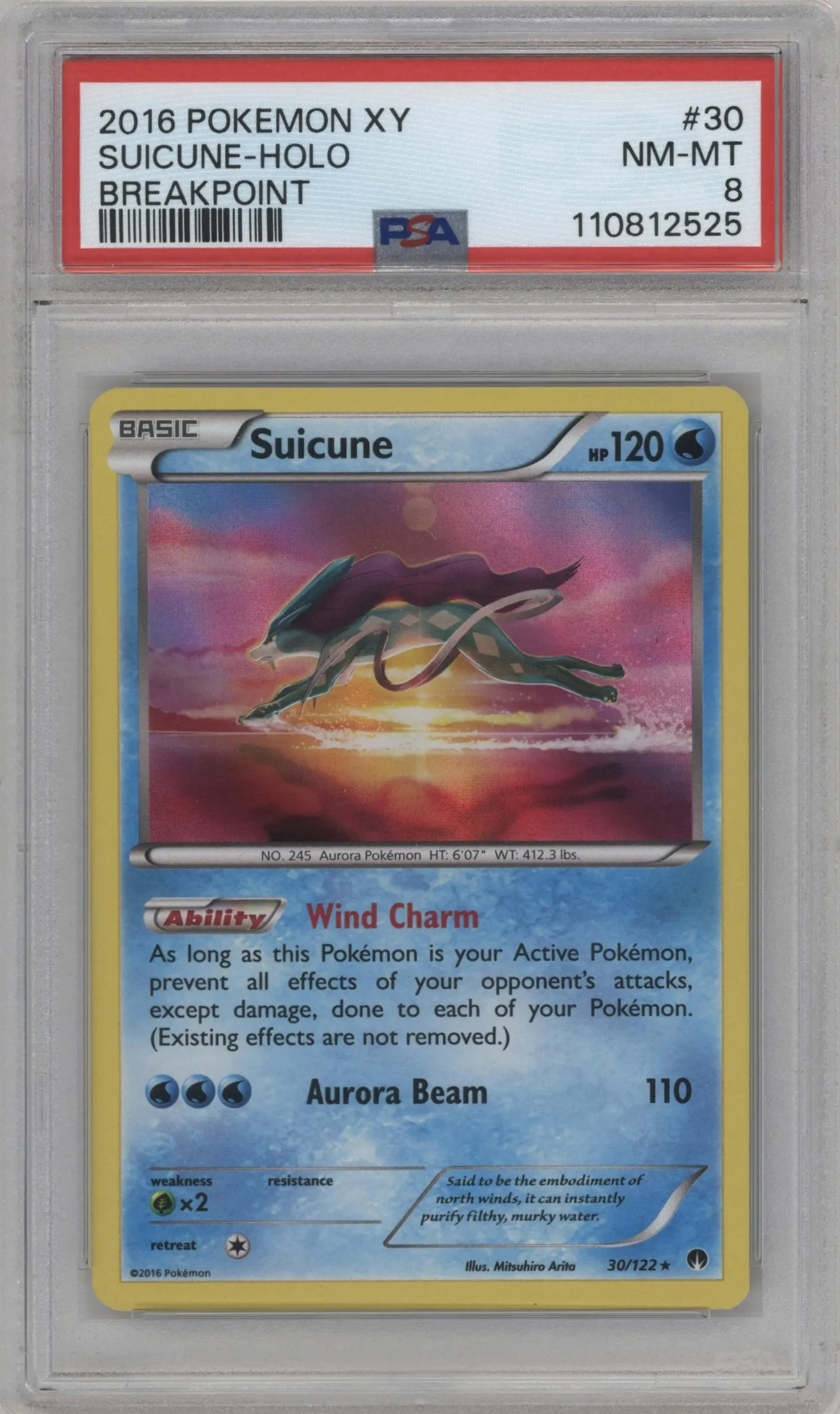 2016 Pokemon XY Breakpoint Suicune #30 PSA 8
