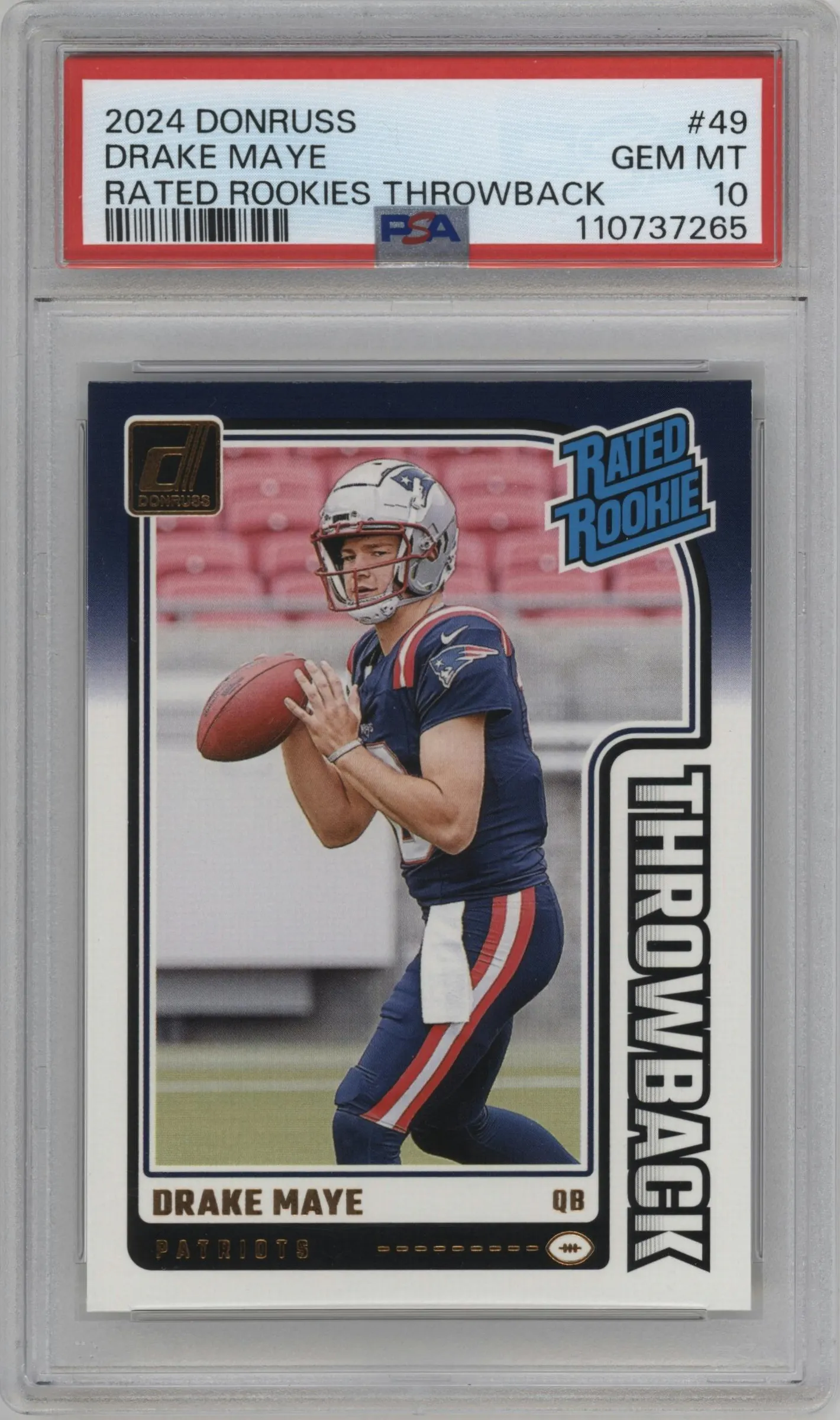 2024 Donruss Rtd.Rke.Throwback Drake Maye #49 PSA 10