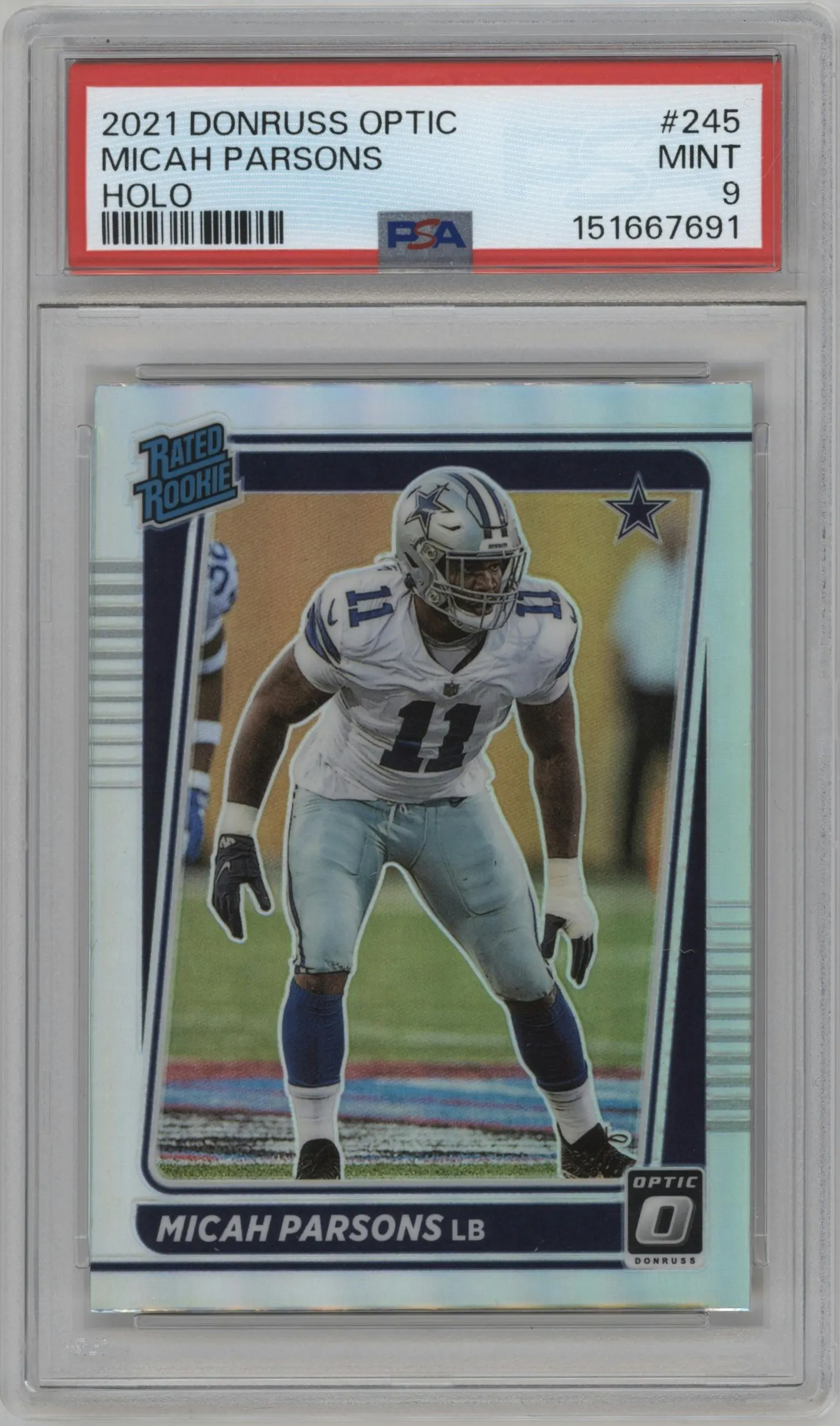 2021 Panini Donruss Optic Rated Rookie Micah Parsons Holo #245 PSA 9