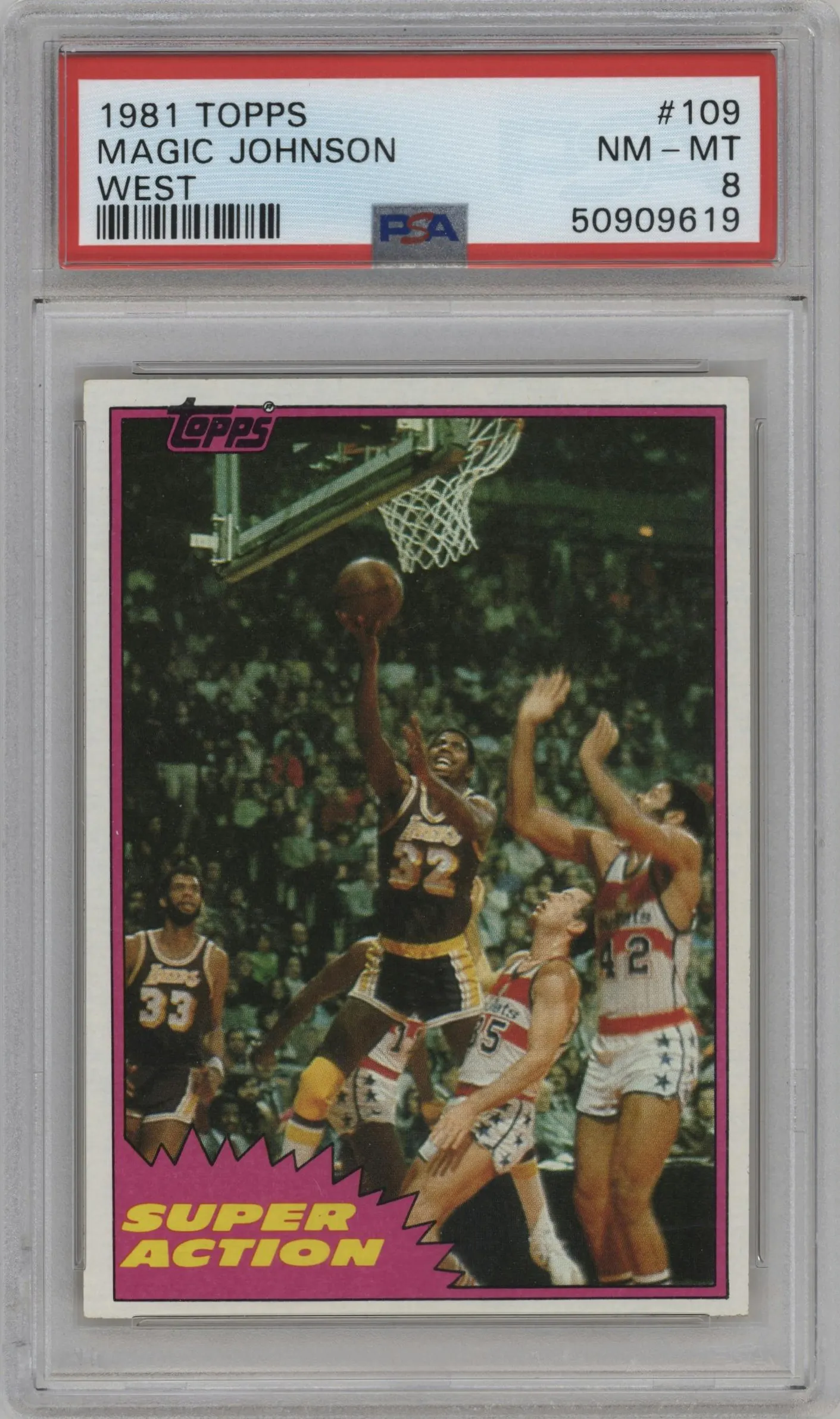 1981 Topps Magic Johnson #W109 PSA 8
