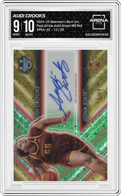 2024 Bowman's Best University Poss.Arrow Auto Audi Crooks Green Mini-Diamond Refractor #PAA-AC ARENA CLUB 9