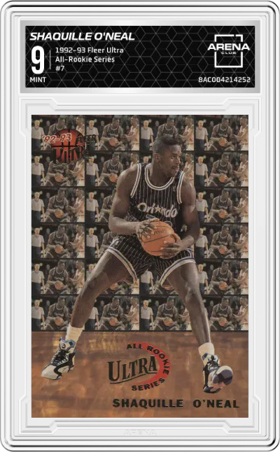1992 Fleer Ultra All-Rookie Series Shaquille O'Neal #7 ARENA CLUB 9