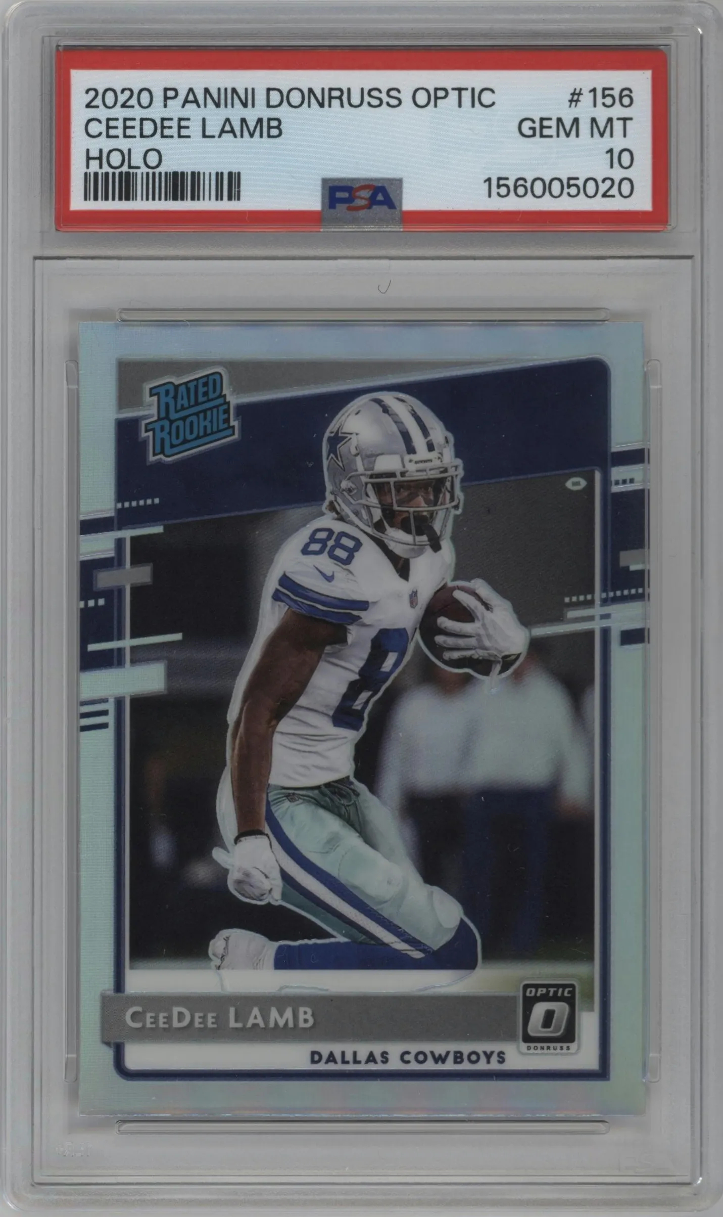 2020 Panini Donruss Optic Rated Rookie CeeDee Lamb Holo #156 PSA 10
