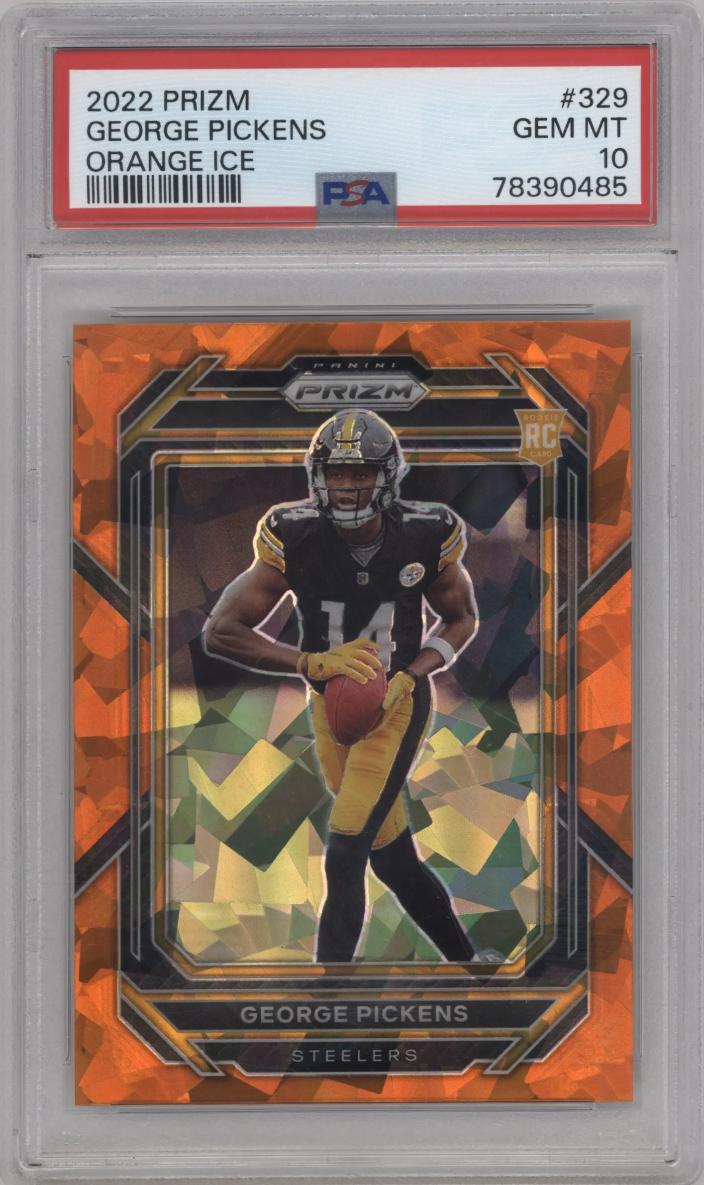 2022 Panini Prizm George Pickens Orange Ice #329 PSA 10