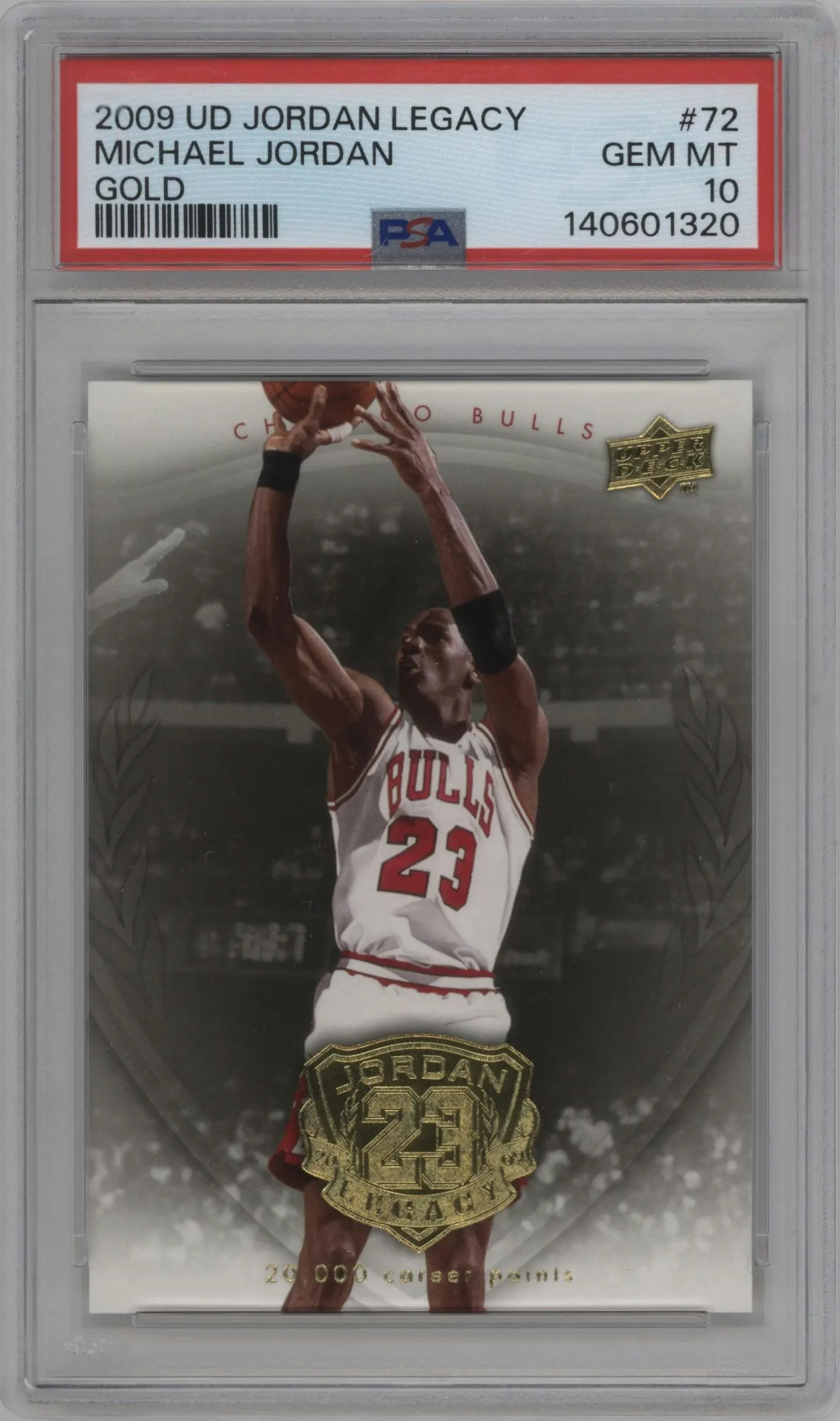 2009 Upper Deck Michael Jordan Legacy Collection Hall of Fame Edition Michael Jordan Gold #72 PSA 10
