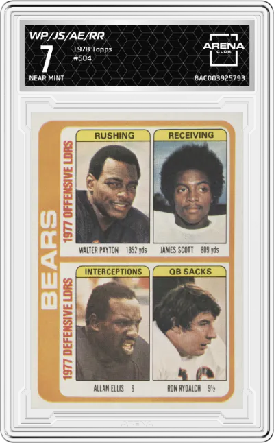 1978 Topps Walter Payton/James Scott/Allan Ellis/Ron Rydalch #504 ARENA CLUB 7