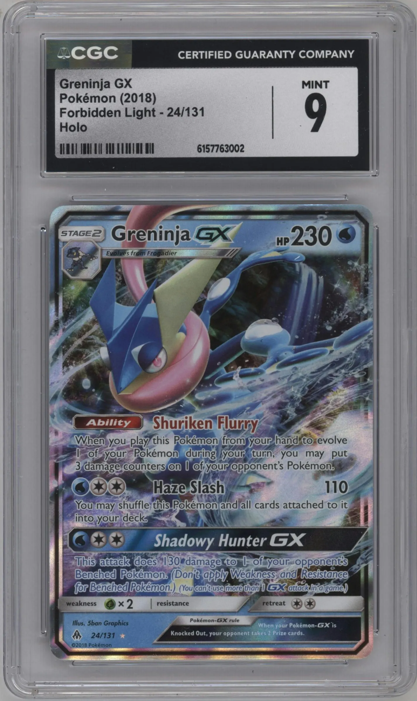 2018 Pokemon S&M Forbidden Light Greninja GX #24 CGC 9