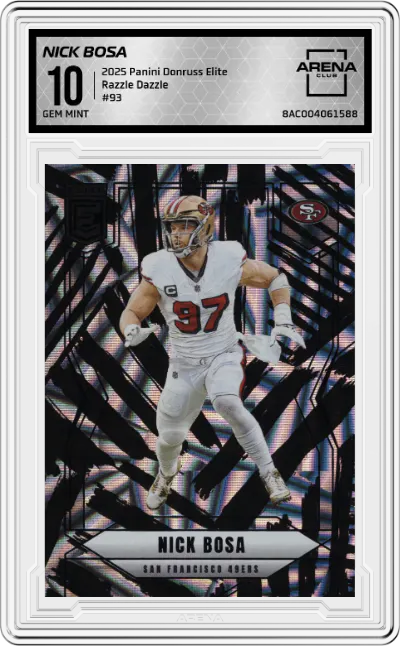 2025 Panini Donruss Elite Nick Bosa Razzle Dazzle #93 ARENA CLUB 10