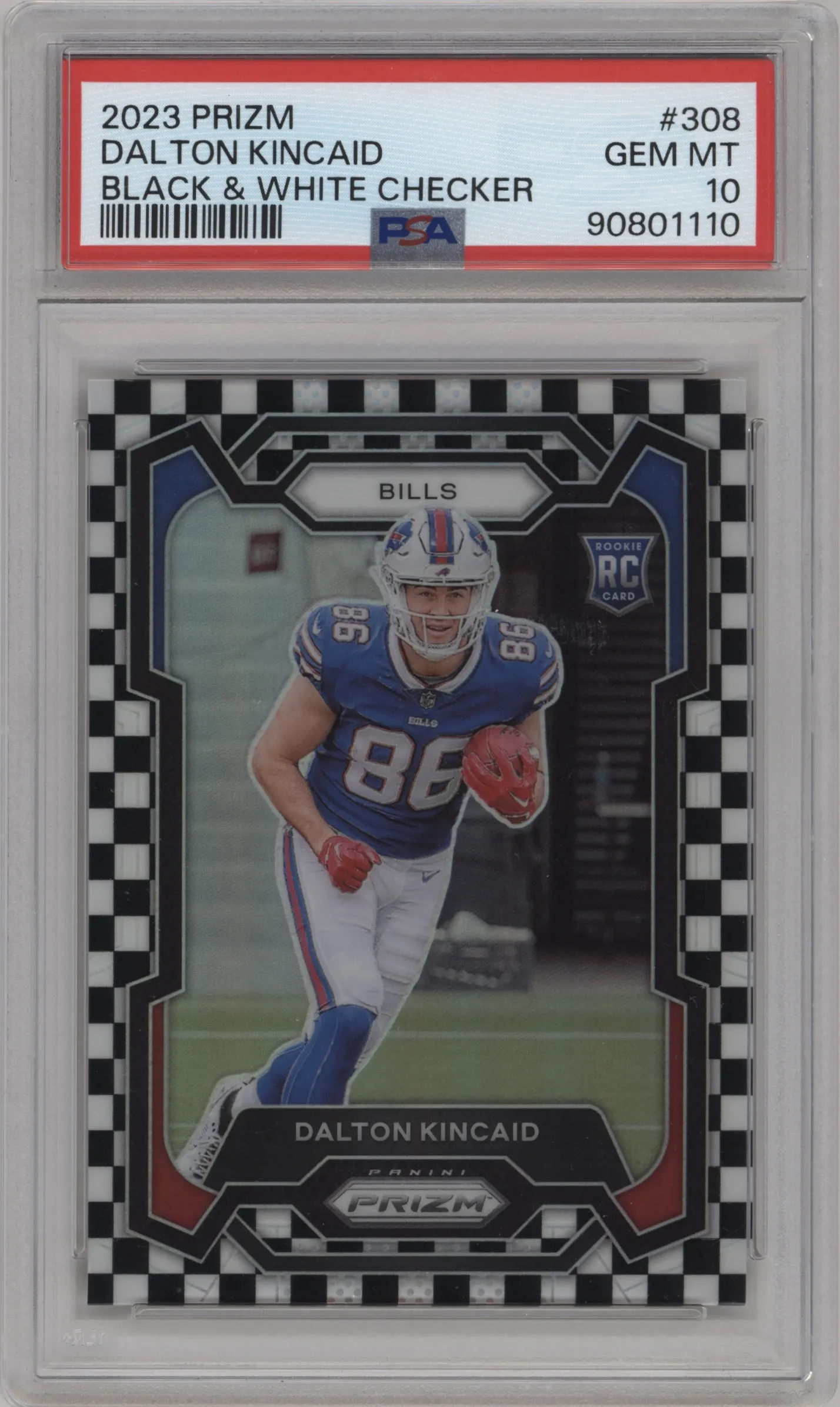 2023 Panini Prizm Dalton Kincaid Black/White Checker #308 PSA 10