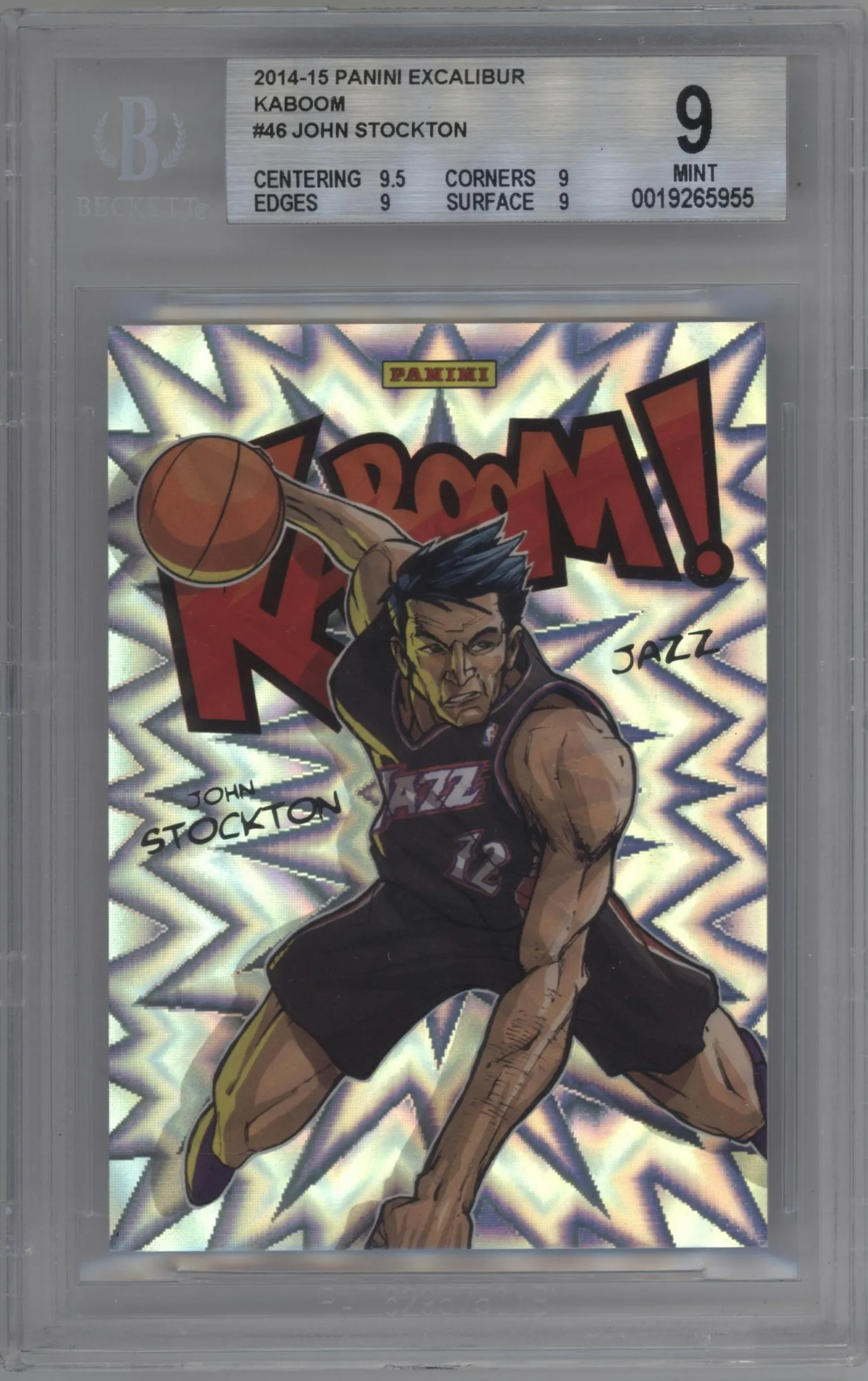 2014 Panini Excalibur Kaboom! John Stockton #46 BGS 9