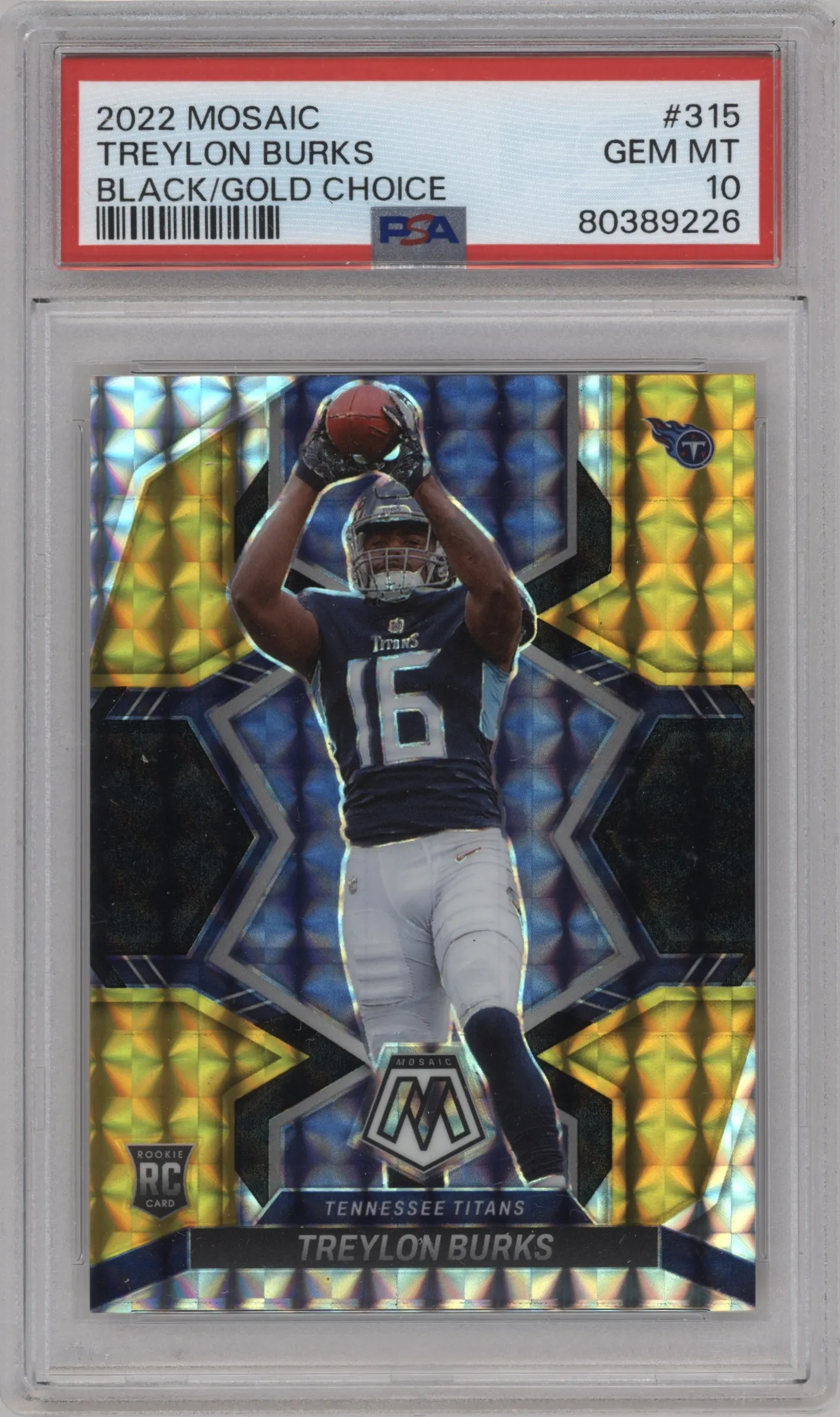 2022 Panini Mosaic Treylon Burks Choice Black Gold #315 PSA 10