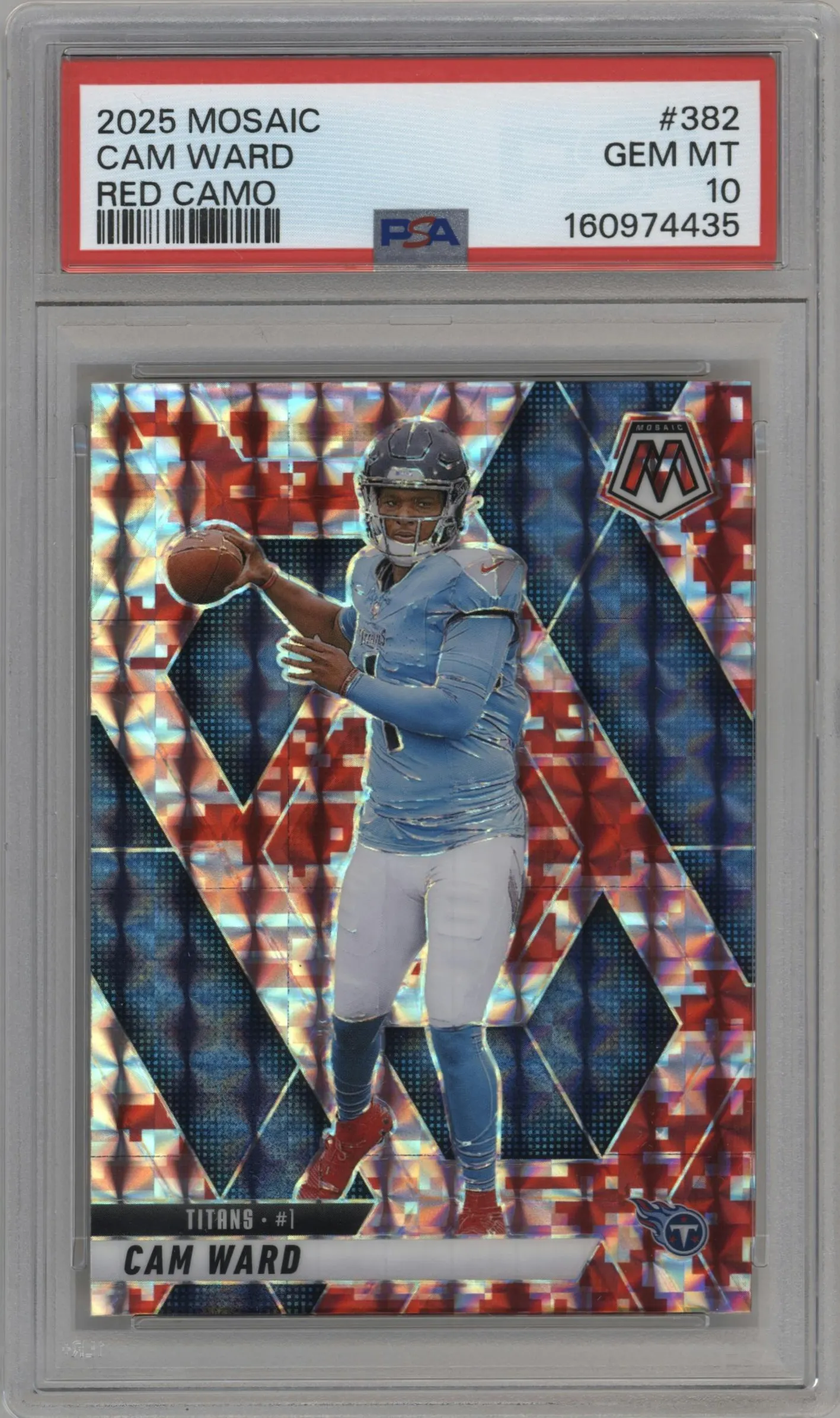 2025 Panini Mosaic Cam Ward Red Camo #382 PSA 10