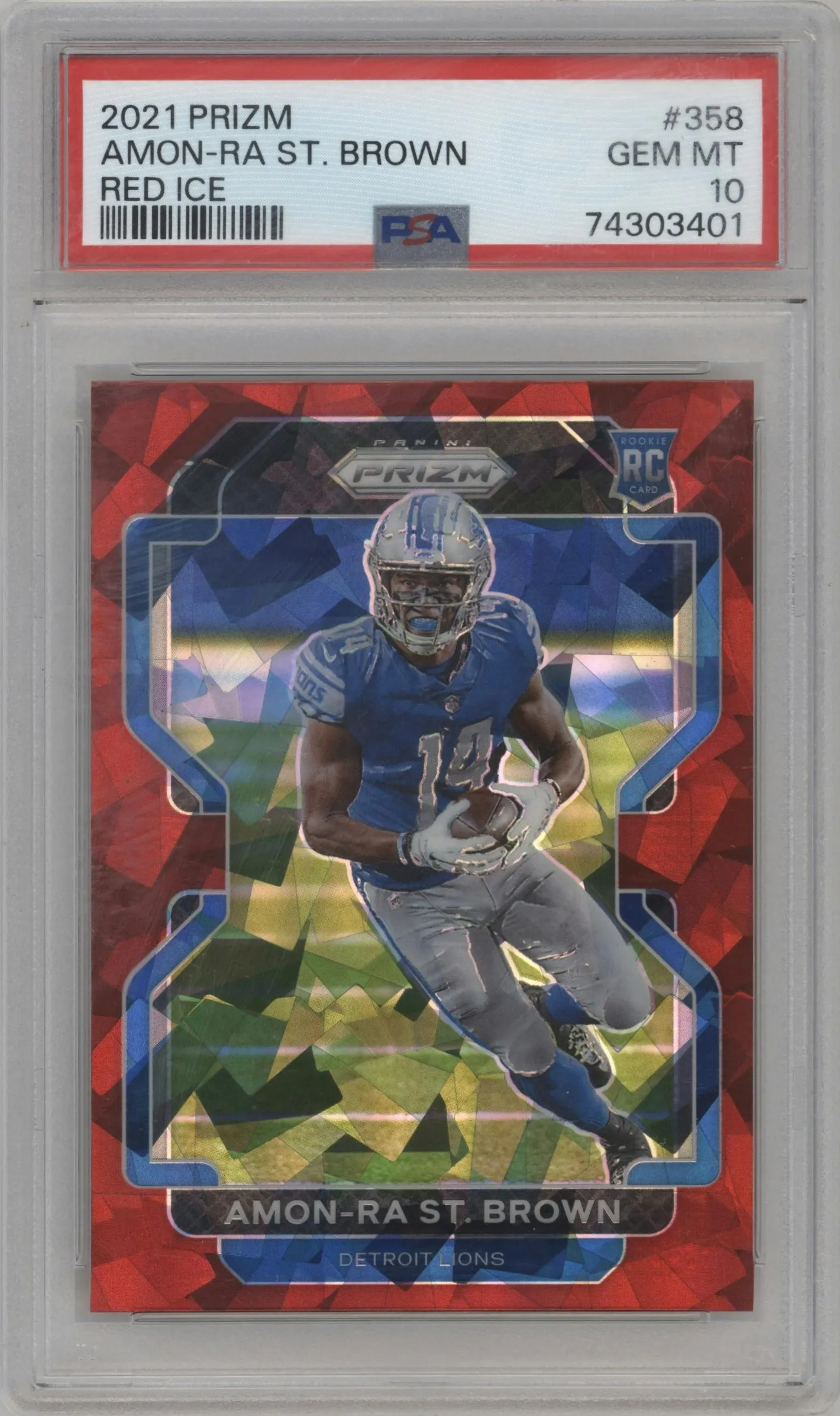 2021 Panini Prizm Amon-Ra St. Brown Red Ice PSA 10
