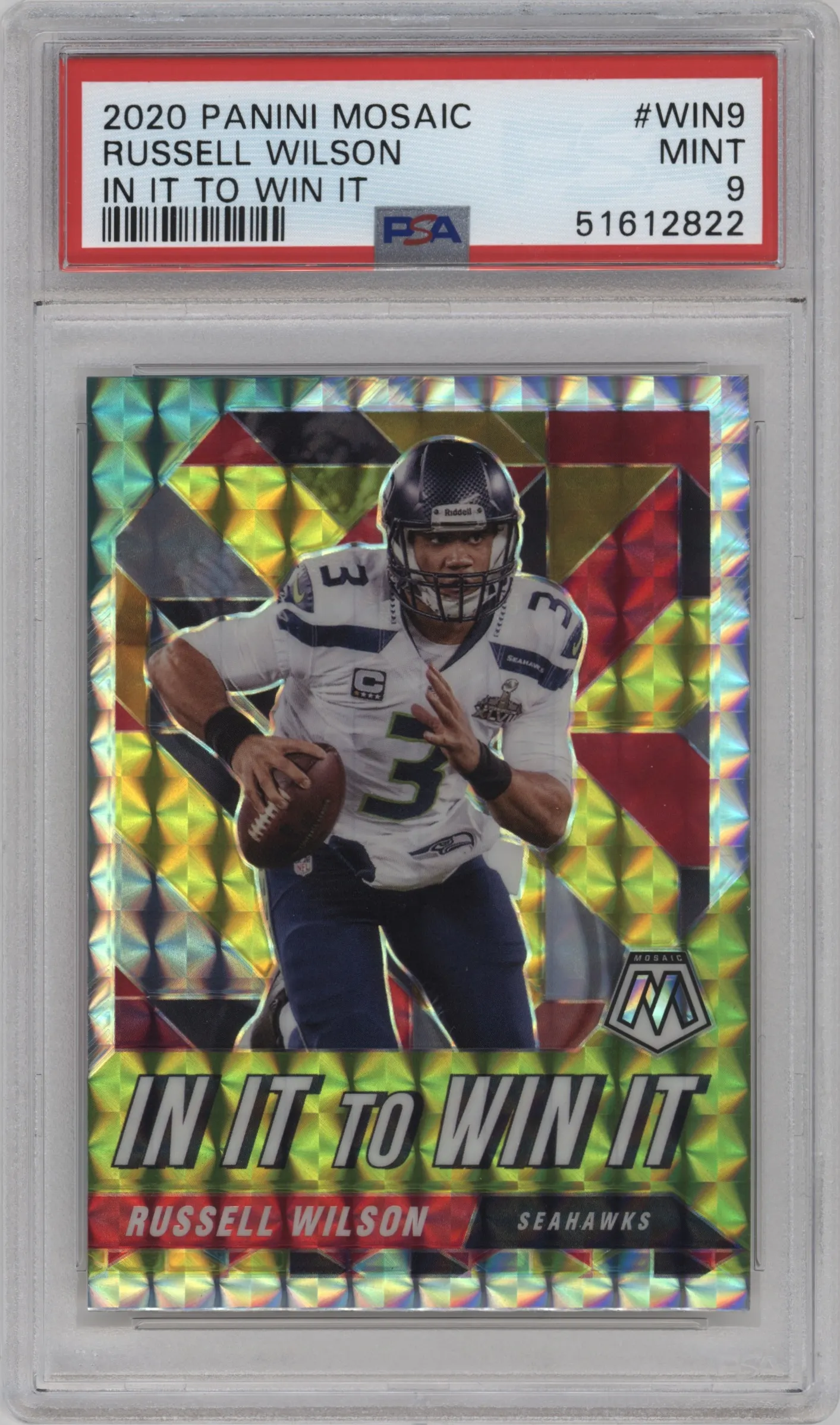 2020 Panini Mosaic In It to Win It Russell Wilson #WIN9 PSA 9