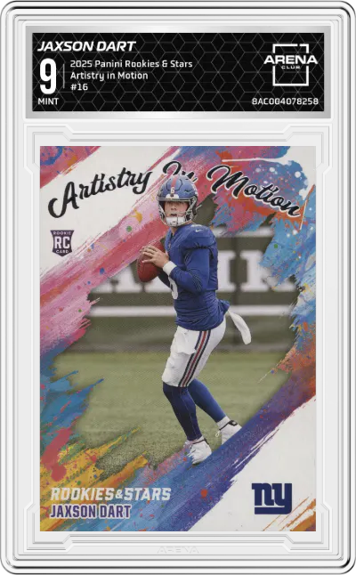 2025 Panini Rookies & Stars Artistry in Motion Jaxson Dart #16 ARENA CLUB 9