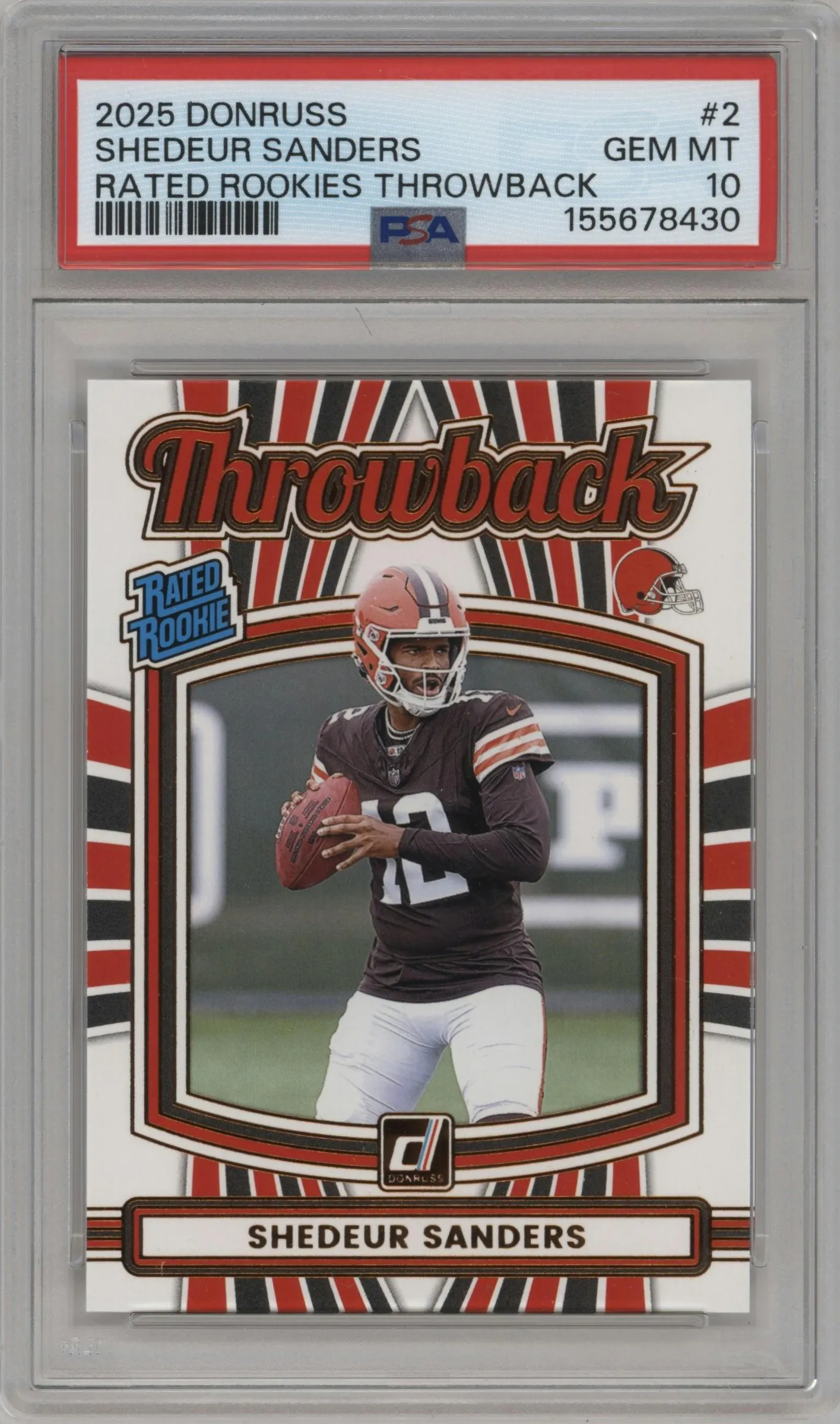 2025 Panini Donruss Throwback Rtd.Rke. Shedeur Sanders #2 PSA 10