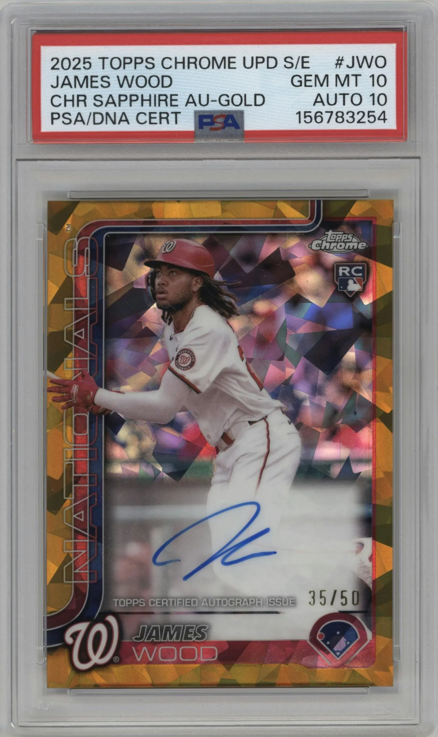 2025 Topps Chrome Update Sapphire Edition Auto James Wood Gold Sapphire #USA-JWO  PSA 10