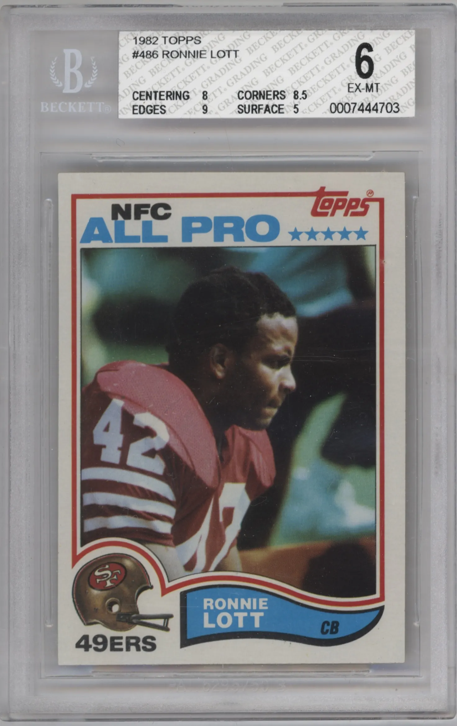 1982 Topps Ronnie Lott #486 BGS 6