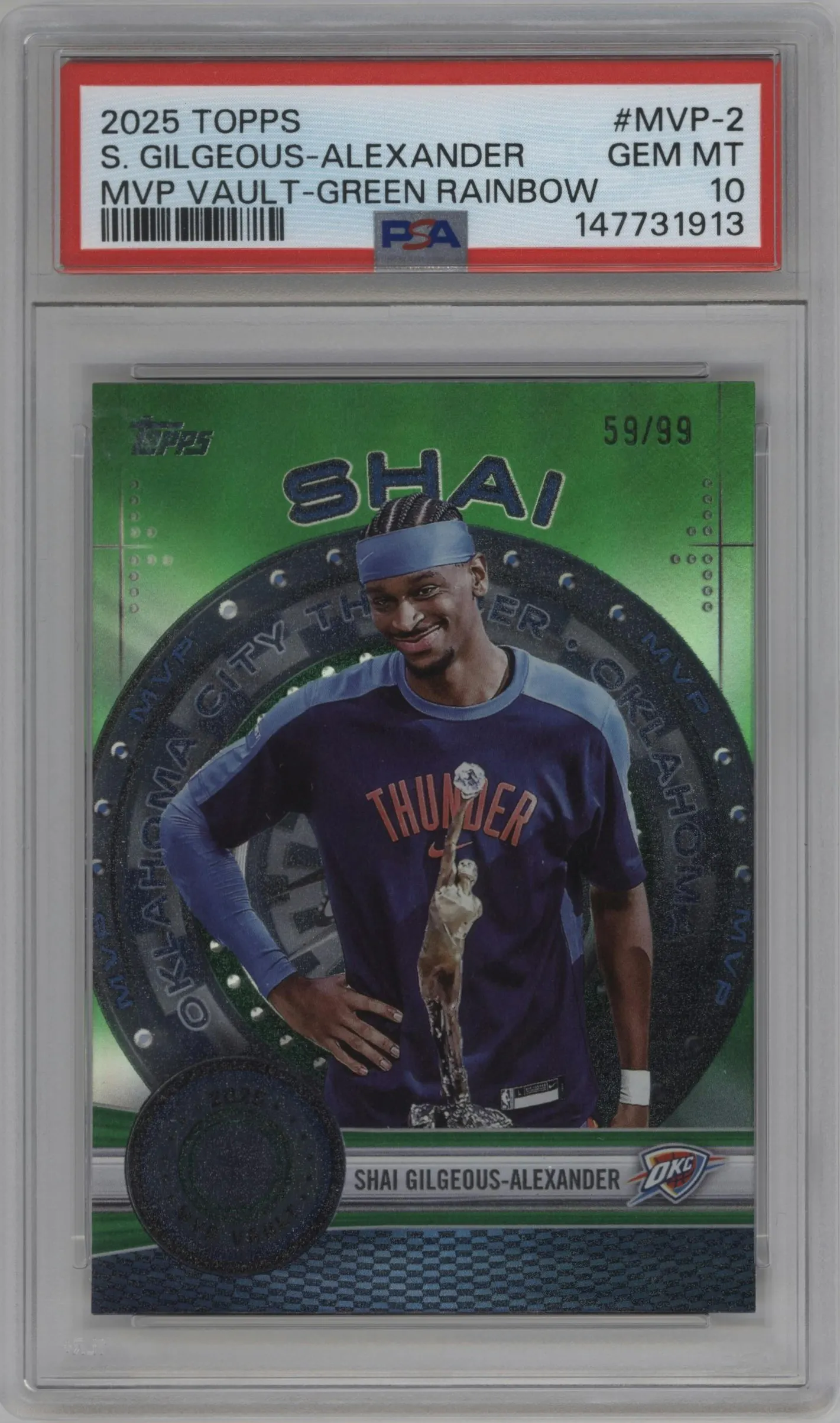 2025 Topps MVP Vault Shai Gilgeous-Alexander Green Rainbow #MVP-2 PSA 10