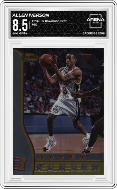 1996 Bowman’s Best Allen Iverson #R1 ARENA CLUB 8.5