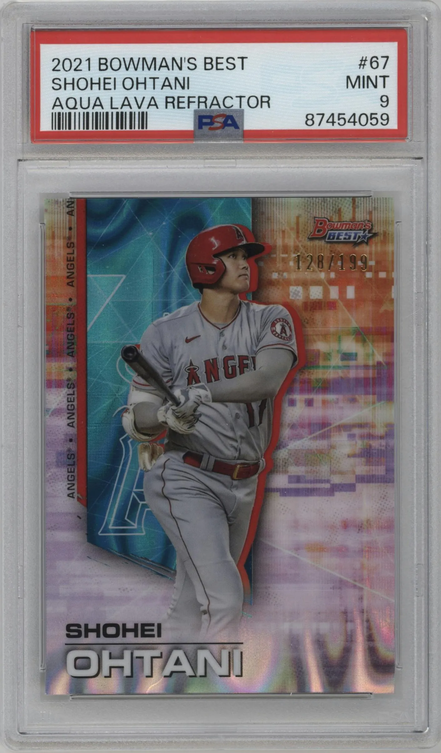 2021 Bowman’s Best Shohei Ohtani Aqua Lava Refractor #67 PSA 9
