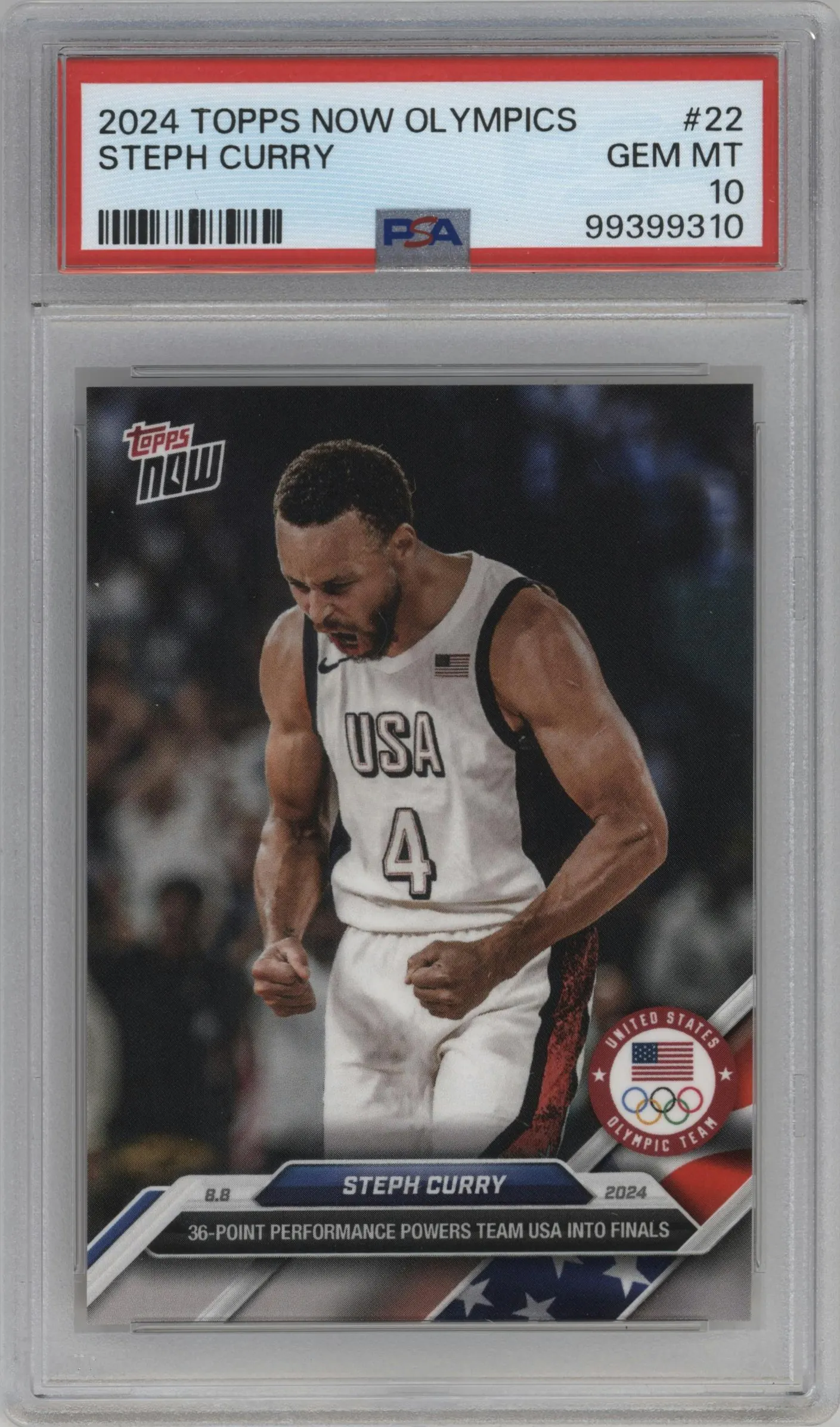 2024 Topps Now Olympics Steph Curry PSA 10