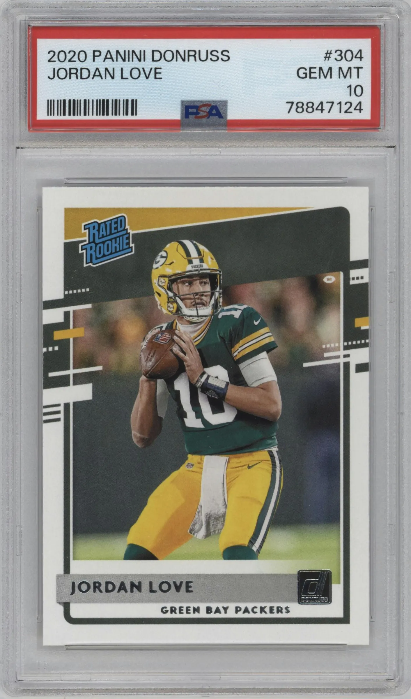 2020 Panini Donruss Rated Rookie Jordan Love #304 PSA 10