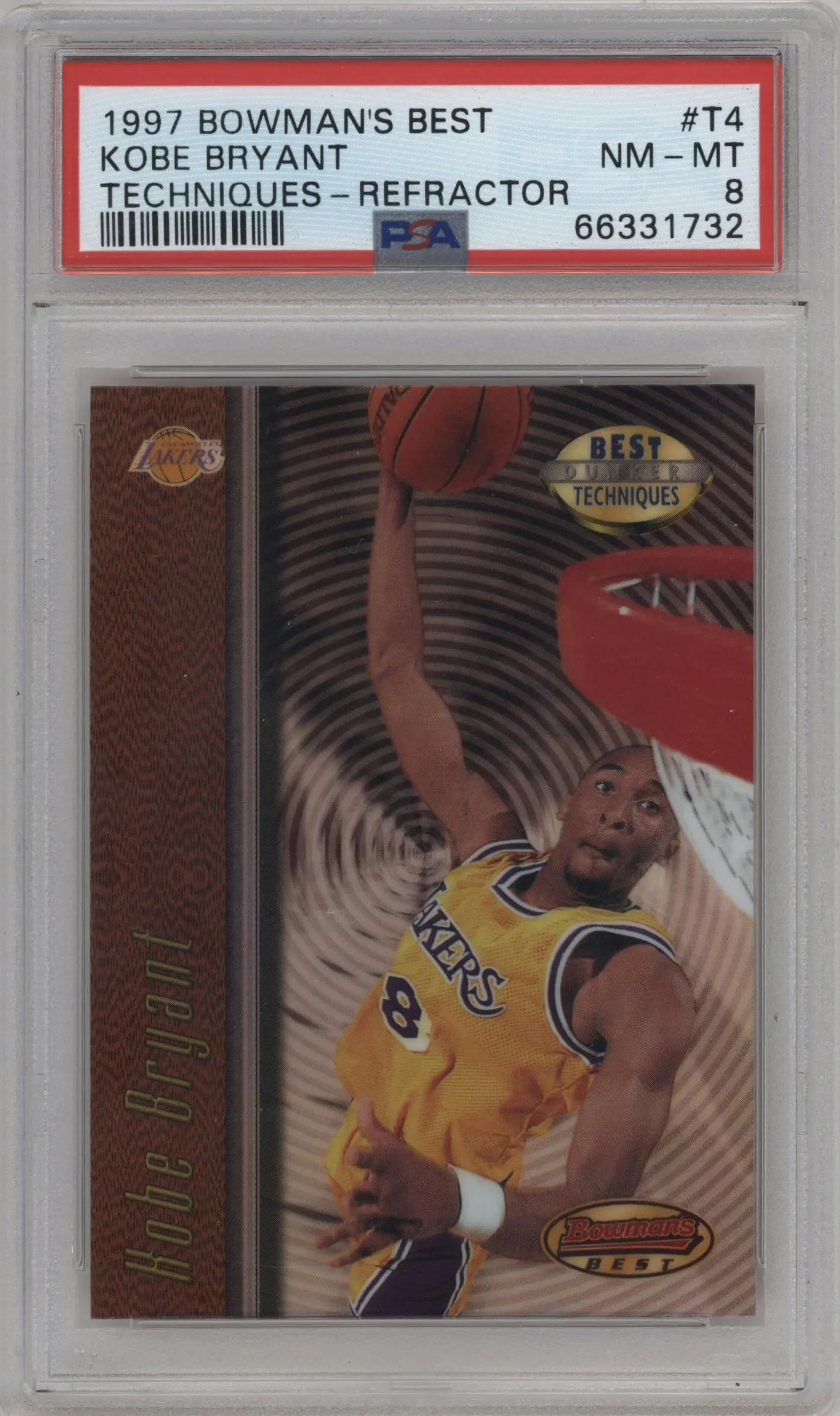1997 Bowman's Best Techniques Kobe Bryant Refractor #T4 PSA 8
