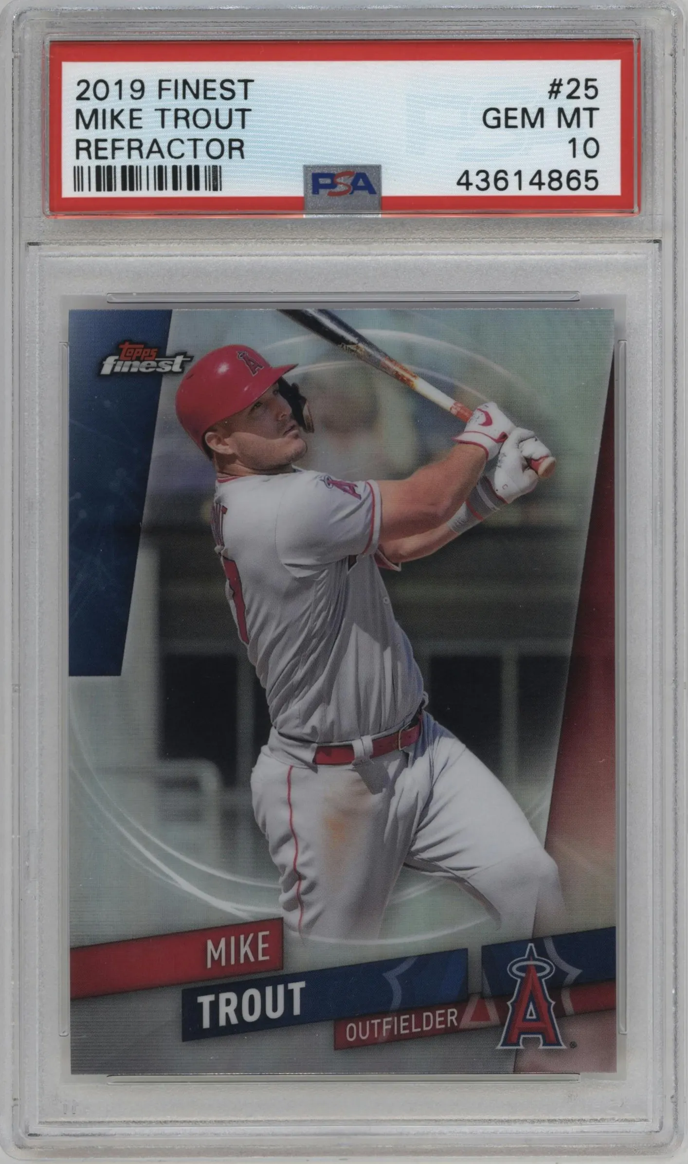 2019 Topps Finest Mike Trout Refractor #25 PSA 10
