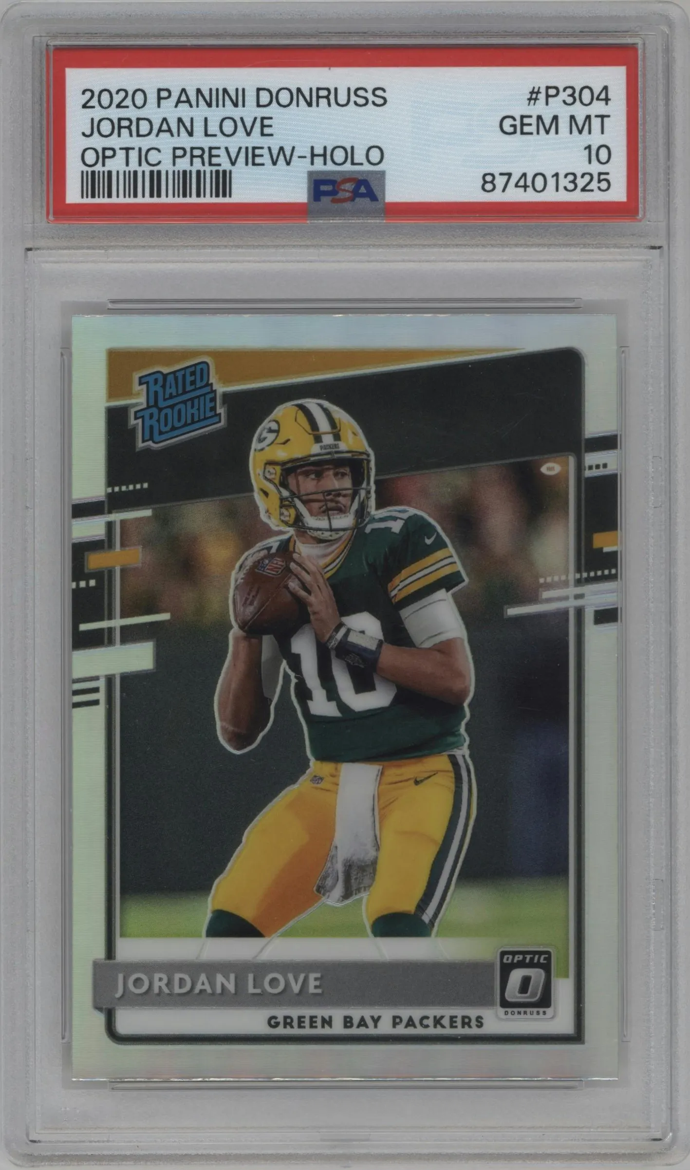 2020 Panini Donruss Opt.Rtd.Rke.Prev. Jordan Love Holo #P-304 PSA 10
