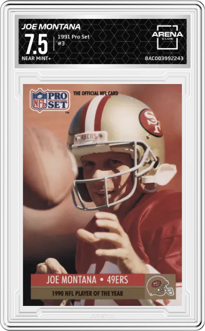 1991 Pro Set Joe Montana #3 ARENA CLUB 7.5