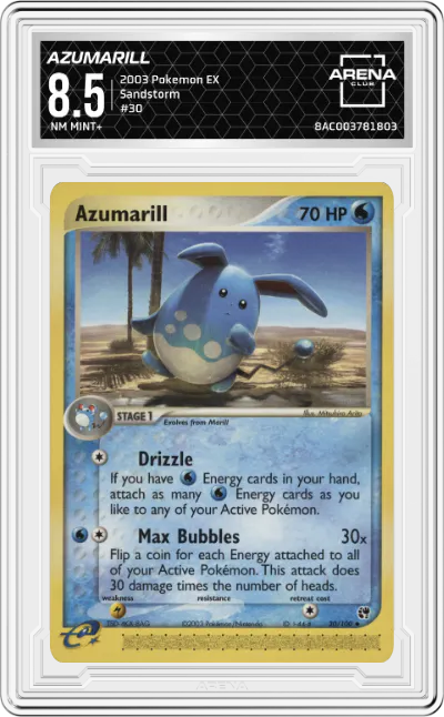 2003 Pokemon EX Sandstorm Azumarill ARENA CLUB 8.5