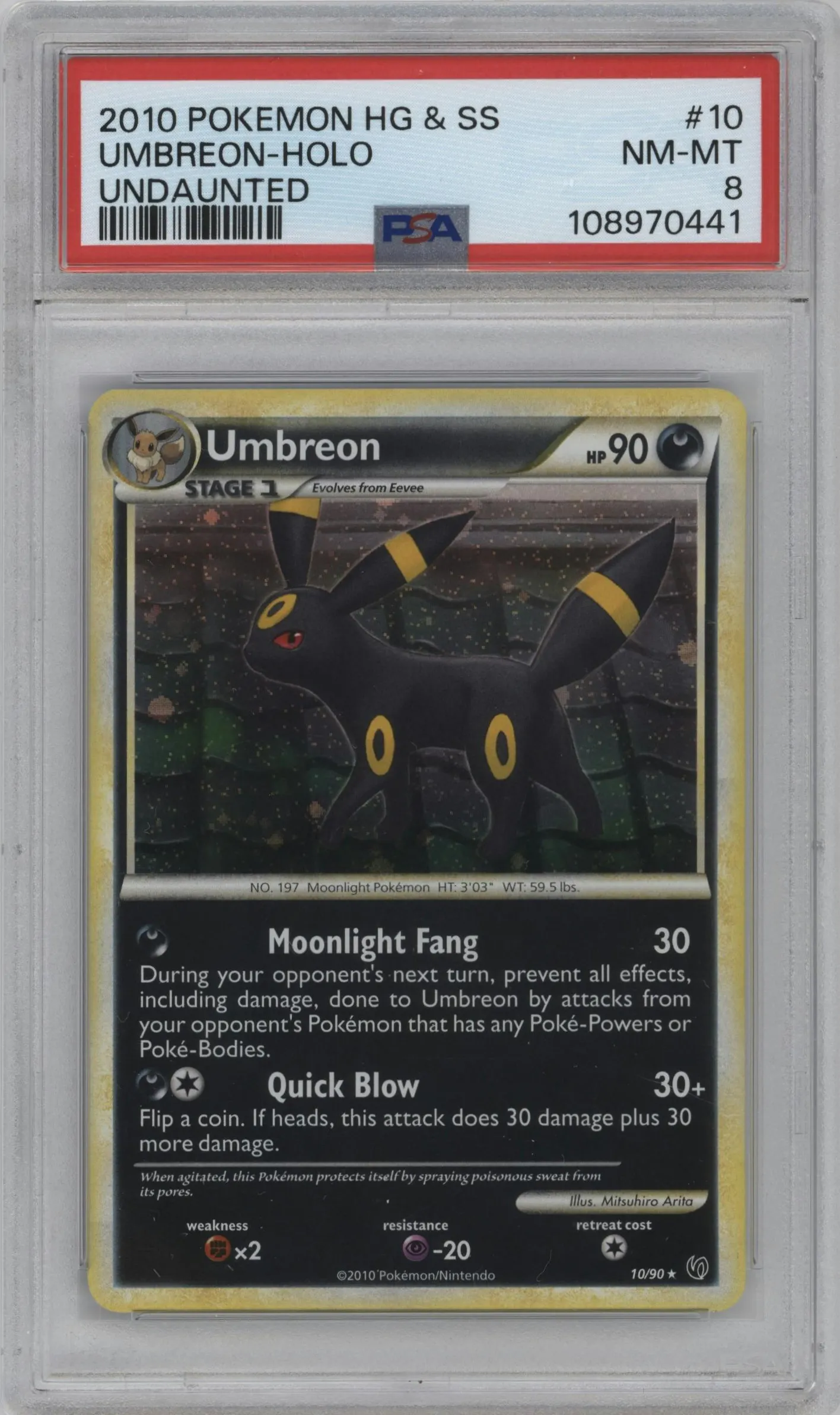 2010 Pokemon HG & SS Undaunted Umbreon #10 PSA 8