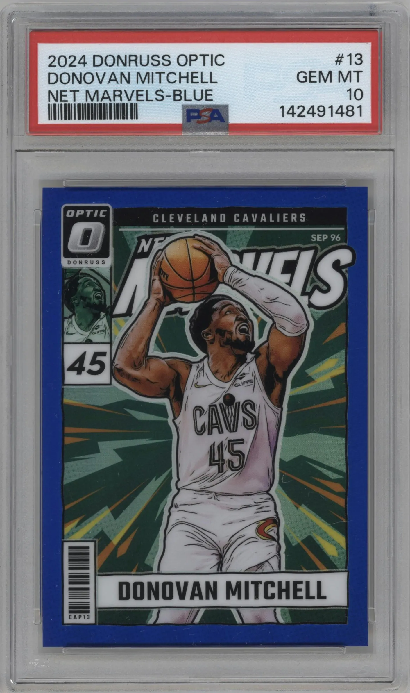 2024 Donruss Optic Net Marvels Donovan Mitchell Blue #13 PSA 10
